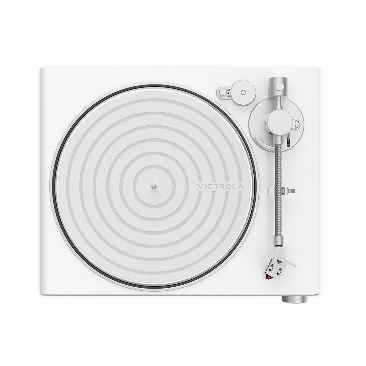 Victrola Stream Pearl Wi-Fi Streaming Turntable - white and silver - top view