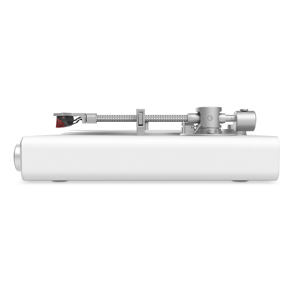 Victrola Stream Pearl Wi-Fi Streaming Turntable - white and silver - side view facing left