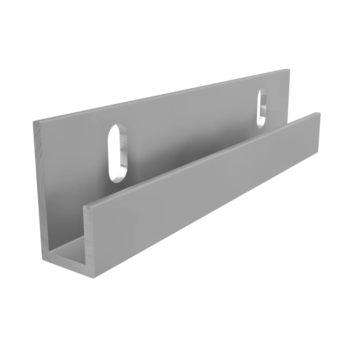 A grey Vicoustic VicFix J Profile 80mm with two oval cutouts, shown at an angle on a plain white background.
