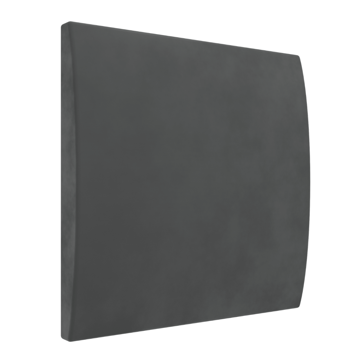 A dark gray, square wall-mounted panel with rounded corners and a subtle textured surface, shown at a three-quarter angle against a plain white background.
