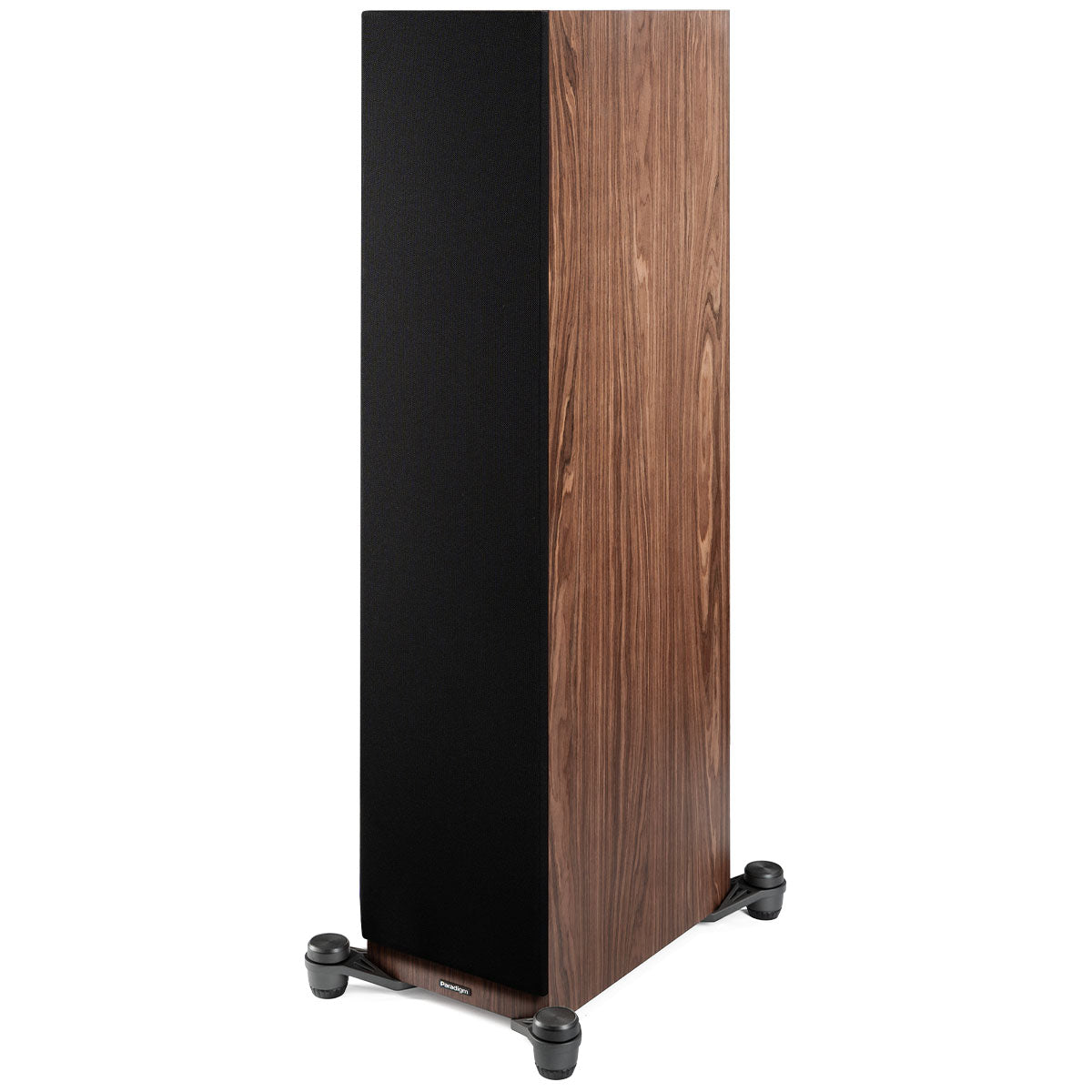 Paradigm Premier 820F V2 Floorstanding Speaker - Each walnut angled front view with grille