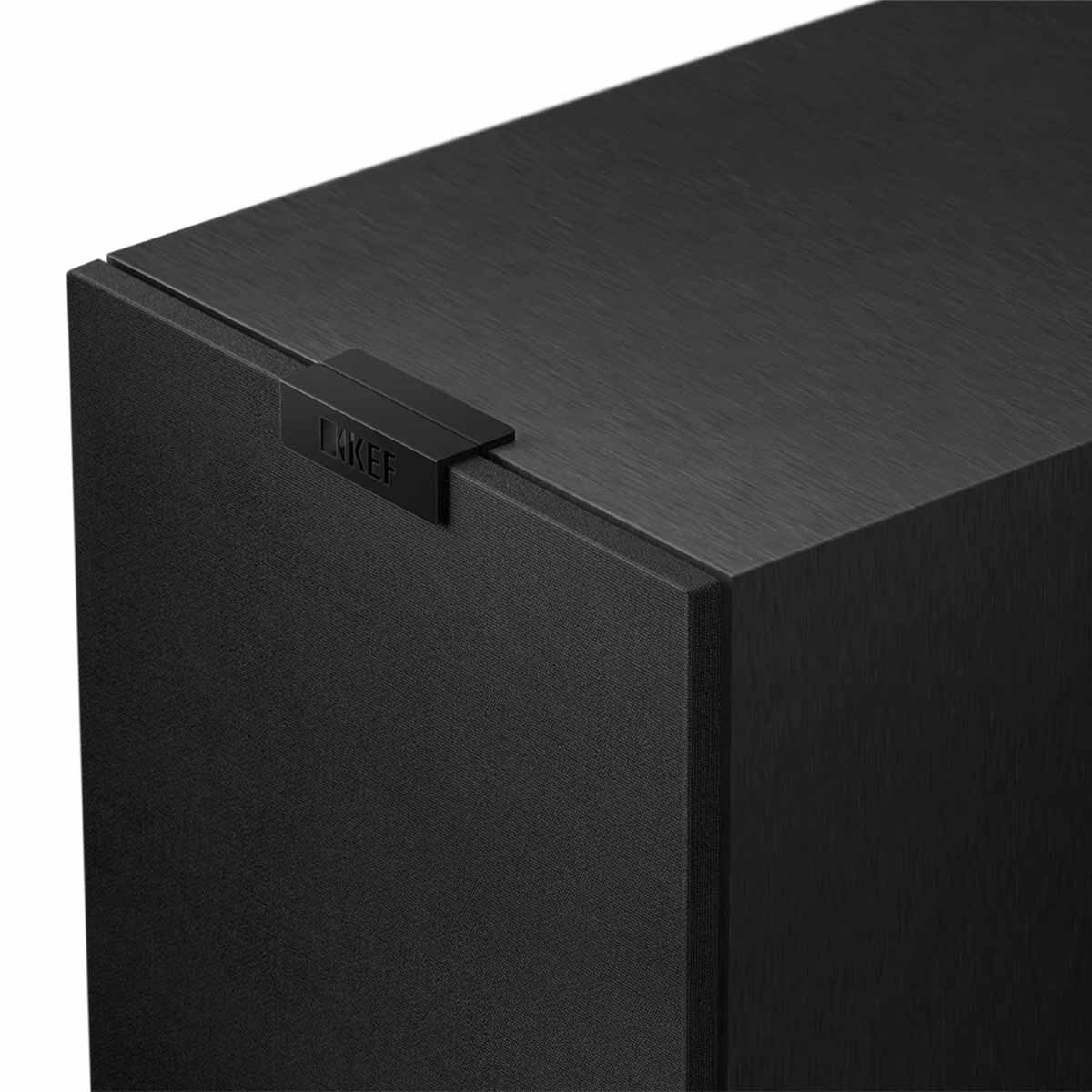 KEF Q3 Meta Bookshelf Speaker - single black - zoomed view of grille