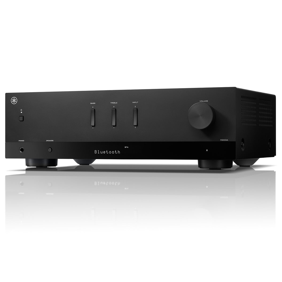 Yamaha R200A 2-Channel Hi-Fi Stereo Receiver with Bluetooth - Black - front view angled left