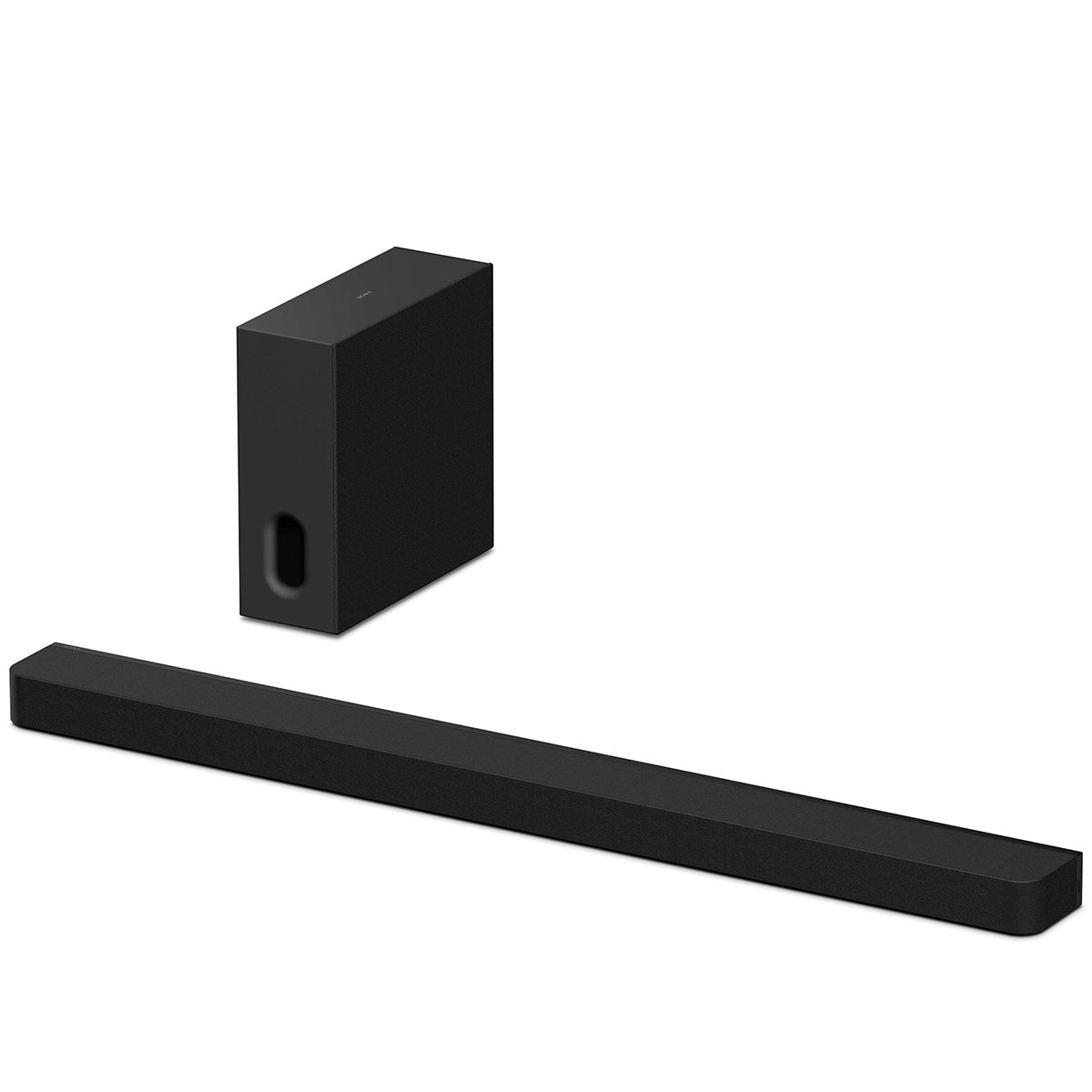 Sony BRAVIA Theater Sub 7 Wireless Subwoofer behind soundbar angled left