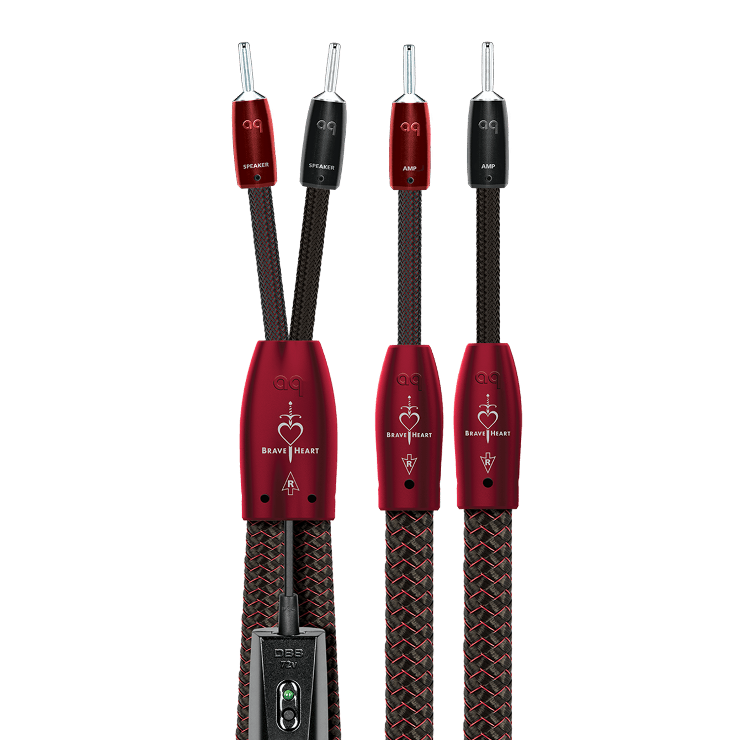 AudioQuest Brave Heart Full - Range - BHEART8SM 8 ft = 2.4 m Pair 2 x Multi - Spades > 2 x Multi - Spades