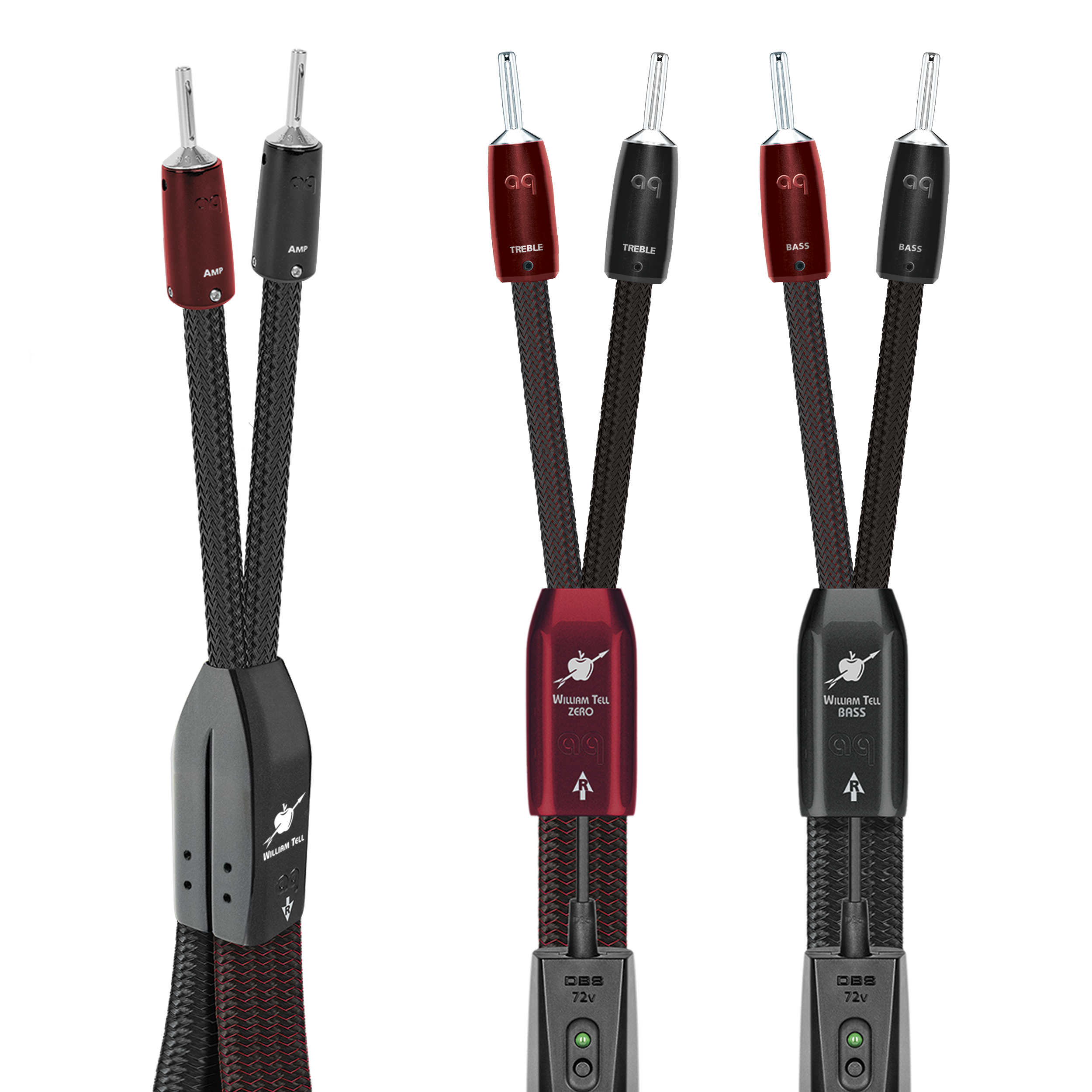 AudioQuest William Tell ZERO BiWire COMBO Speaker Cable w/ ZERO for Treble & BASS for Bass - front view