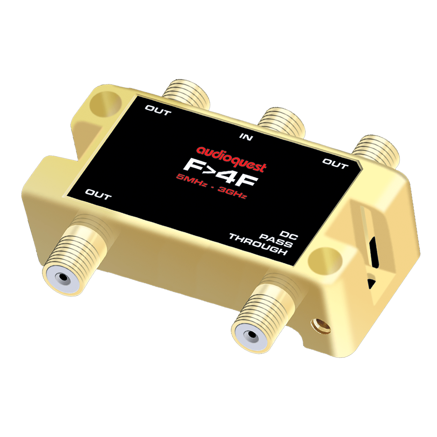 AudioQuest F > 4F 3GHz 75Ω Splitter Gold-Plated Coaxial Signal Distributor - front view