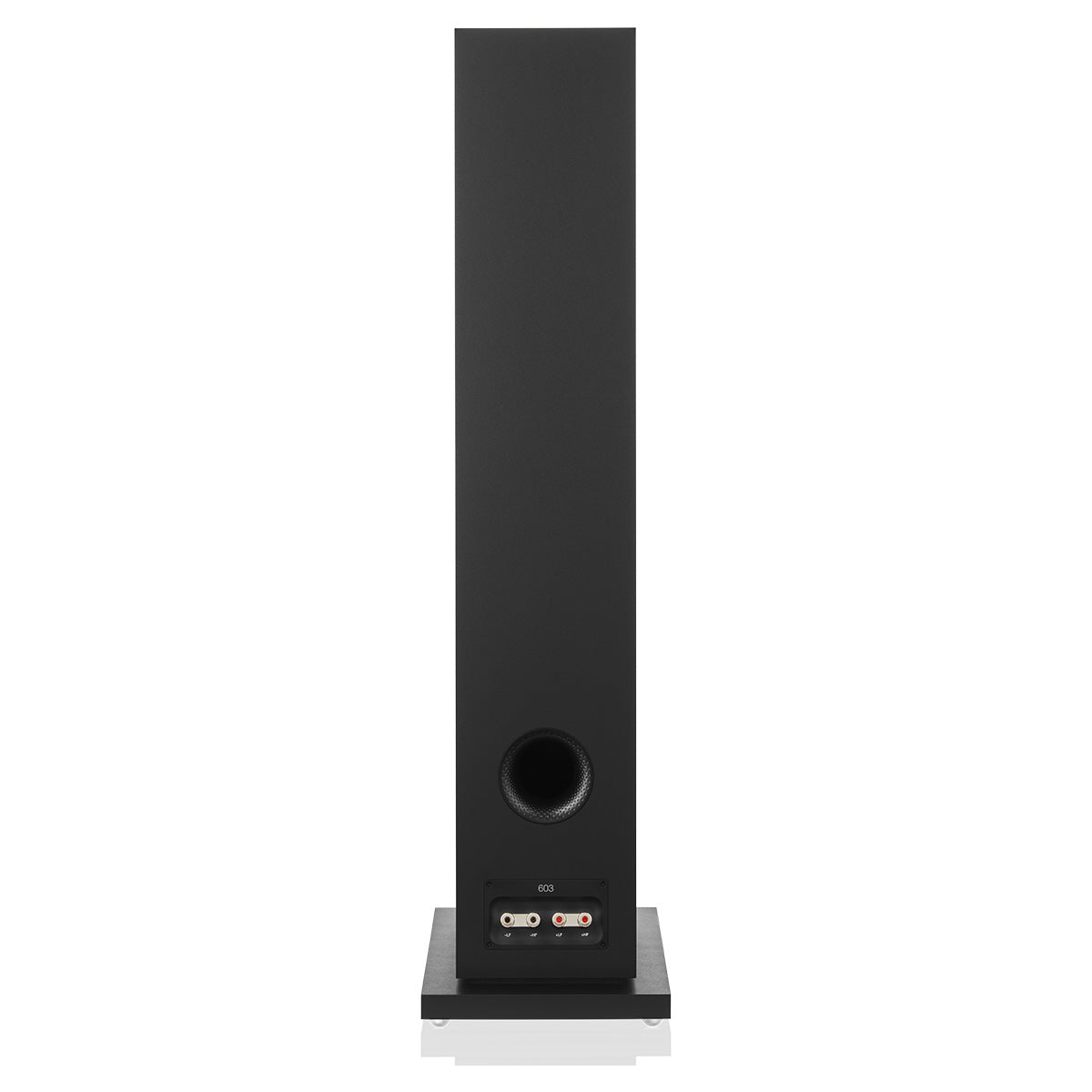 Bowers & Wilkins 603 S3 Floorstanding Speaker at an angle in Black - rear inputs