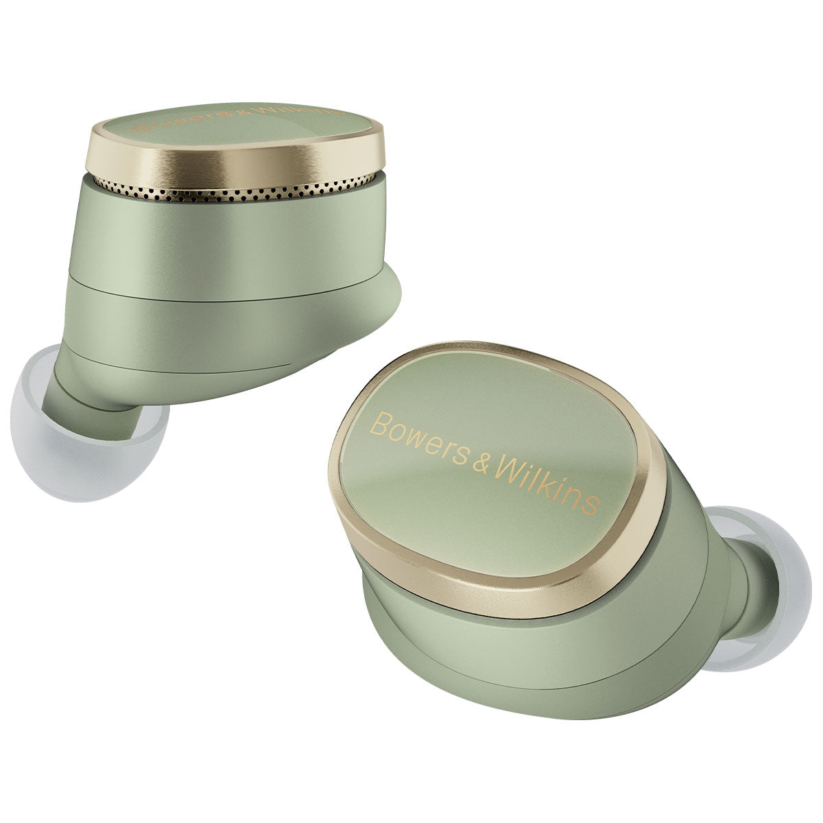 Bowers & Wilkins Pi8 Wireless Earbuds jade green pair of earbuds