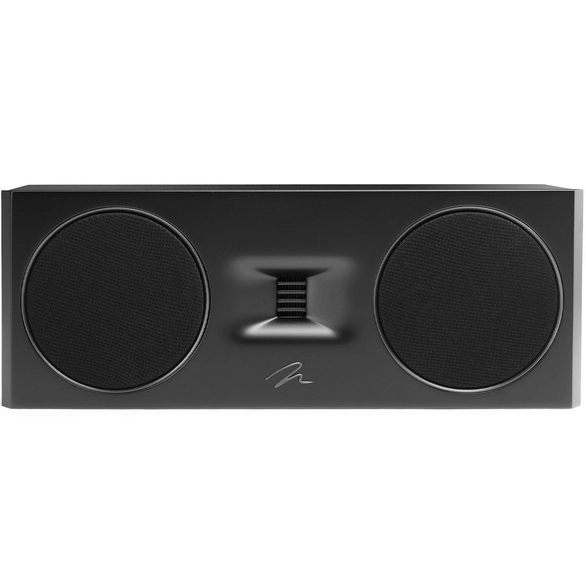 MartinLogan Motion C10 Bookshelf Speaker in black front view with grilles on white background