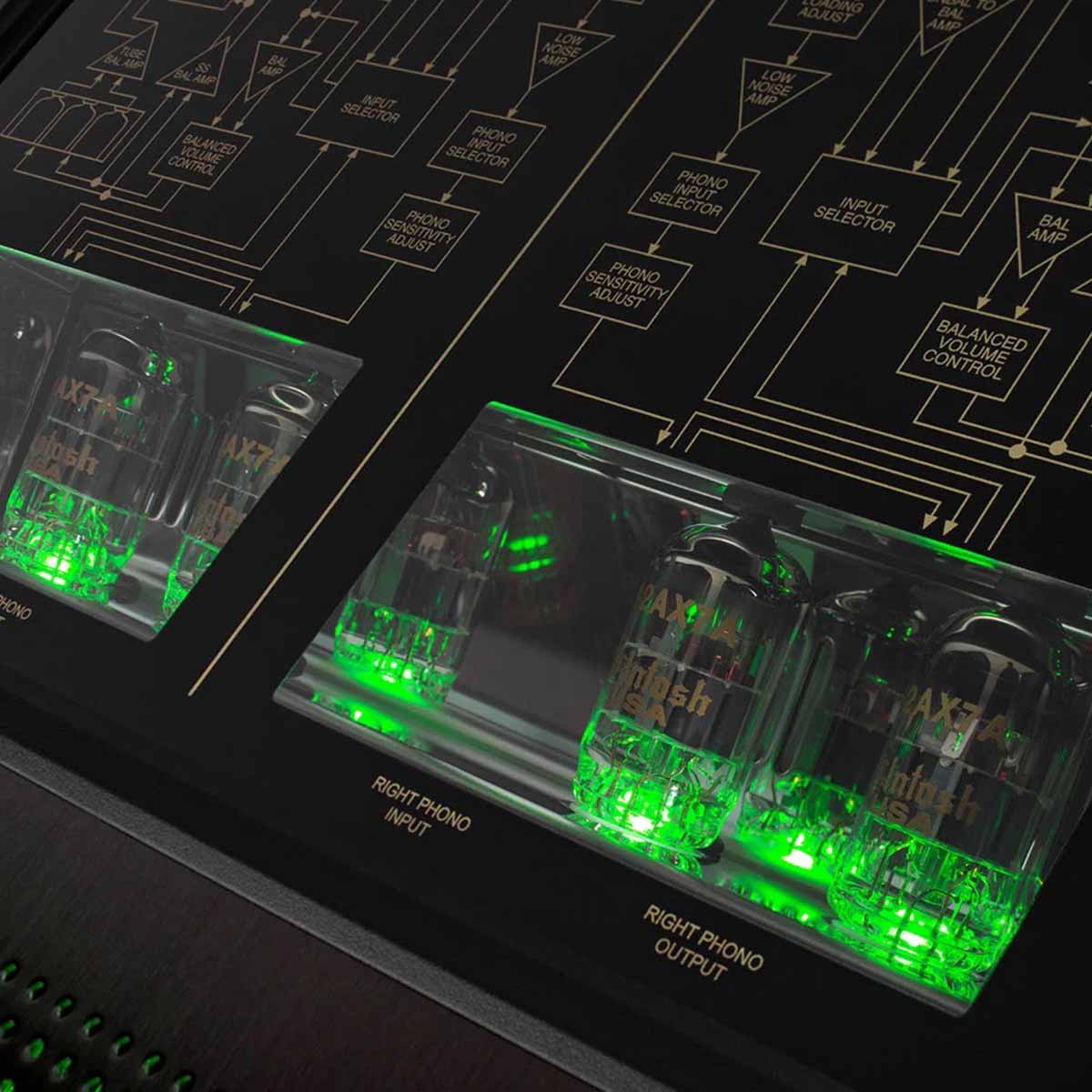 McIntosh C12000 Stereo Preamplifier 75th Anniversary Edition - top view of top tubes