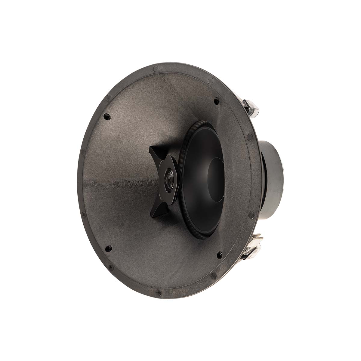 Paradigm CI Elite E80-A V2 8" Angled In-Ceiling Speaker front view angled left without grille