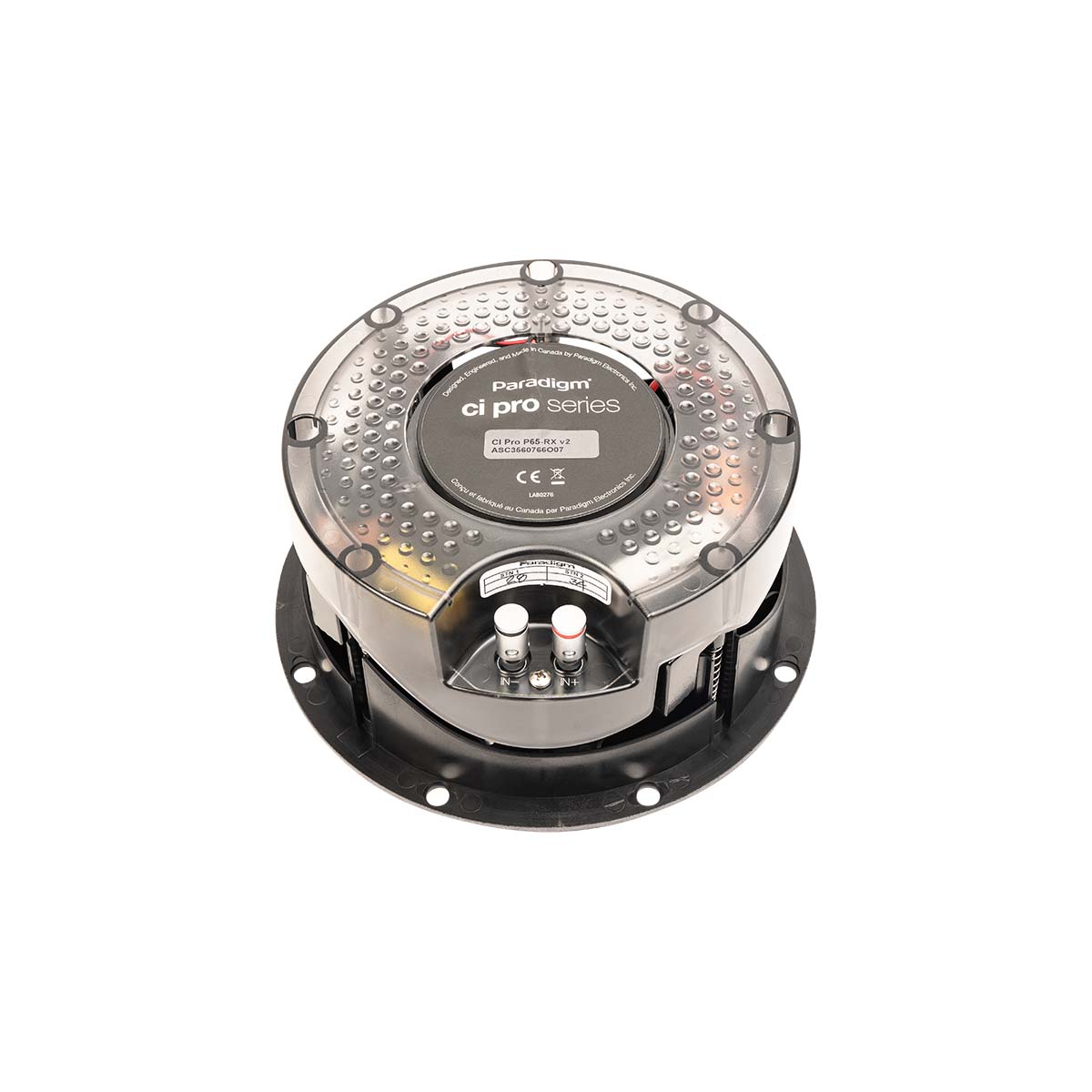 Paradigm CI Pro P65-RX v2 6.5” Round High-Moisture In-Ceiling Speaker - Each - low-angle back view