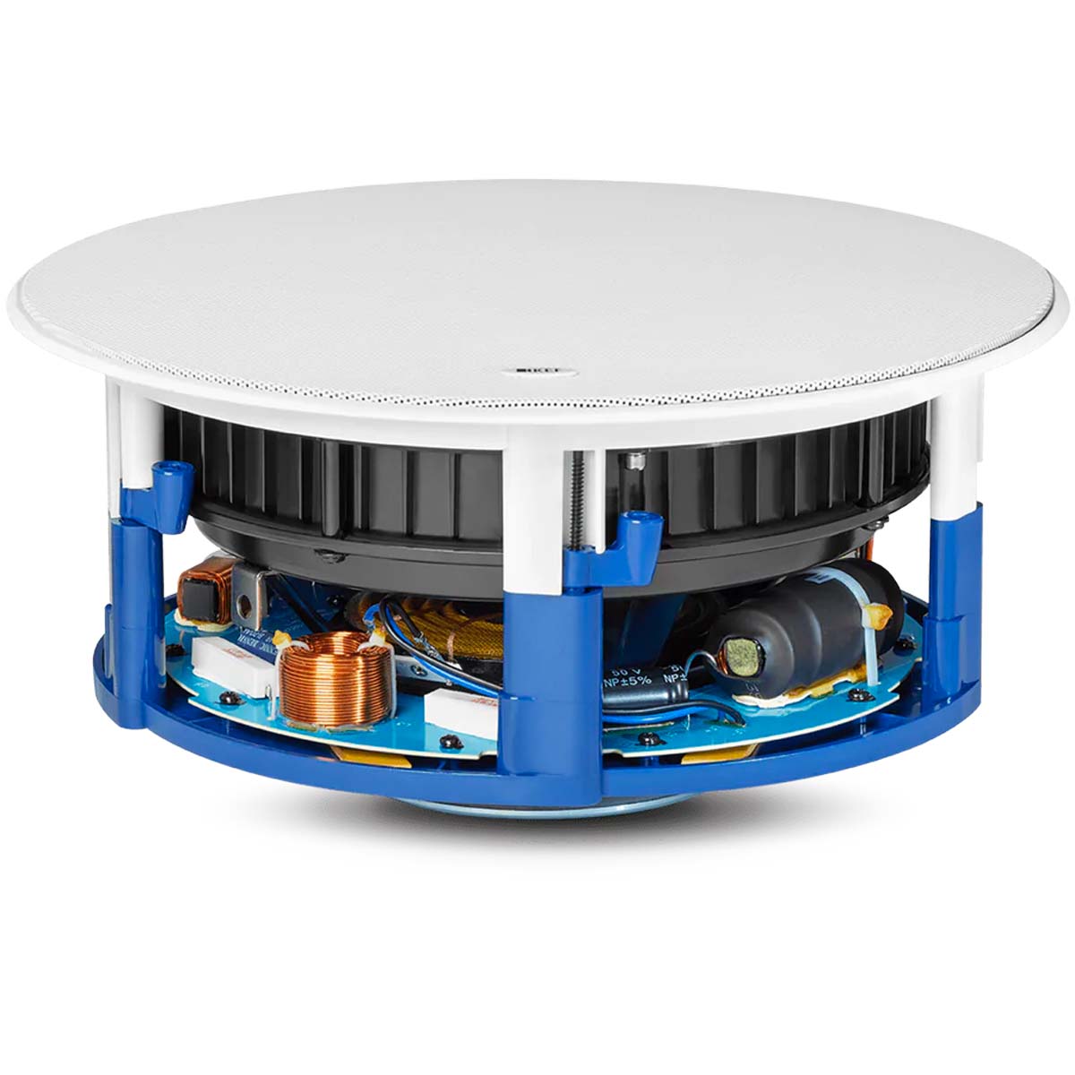 KEF Ci250RRM-THX In-Ceiling Loudspeaker - White - Each - side view with grille