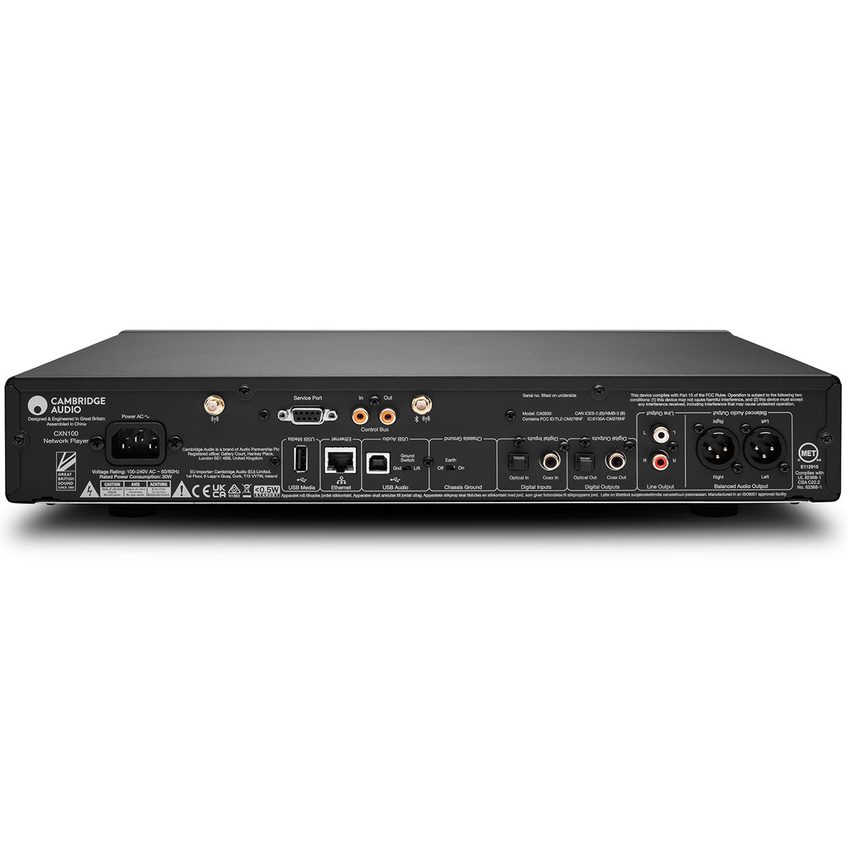 Cambridge CXN100 Network Player - Lunar Grey rear view