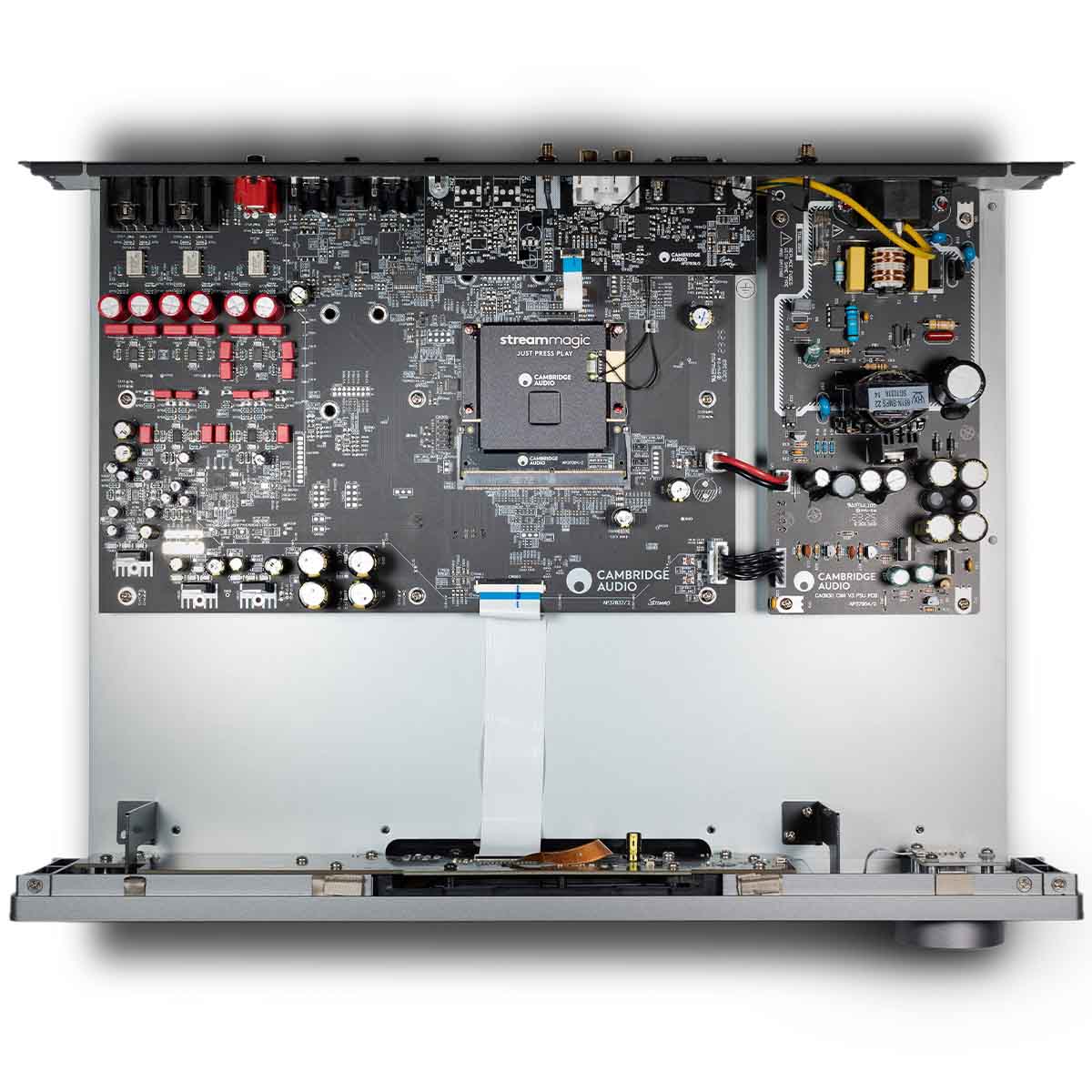 Cambridge CXN100 Network Player - Lunar Grey top view with cover removed