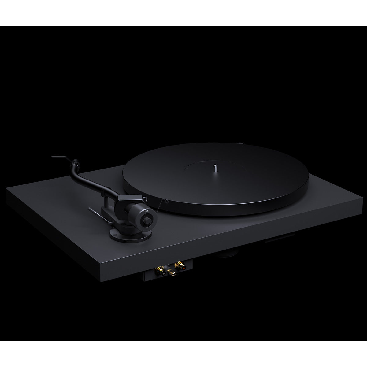Rear view Pro-Ject Debut Pro S Turntable in Satin Black on black background