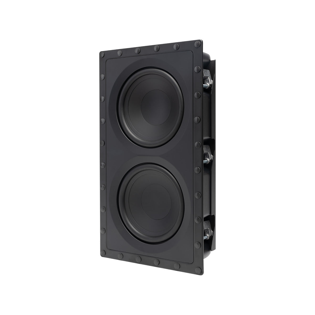 MartinLogan Dynamo IW-S In-Wall Subwoofer front view angled left without grille