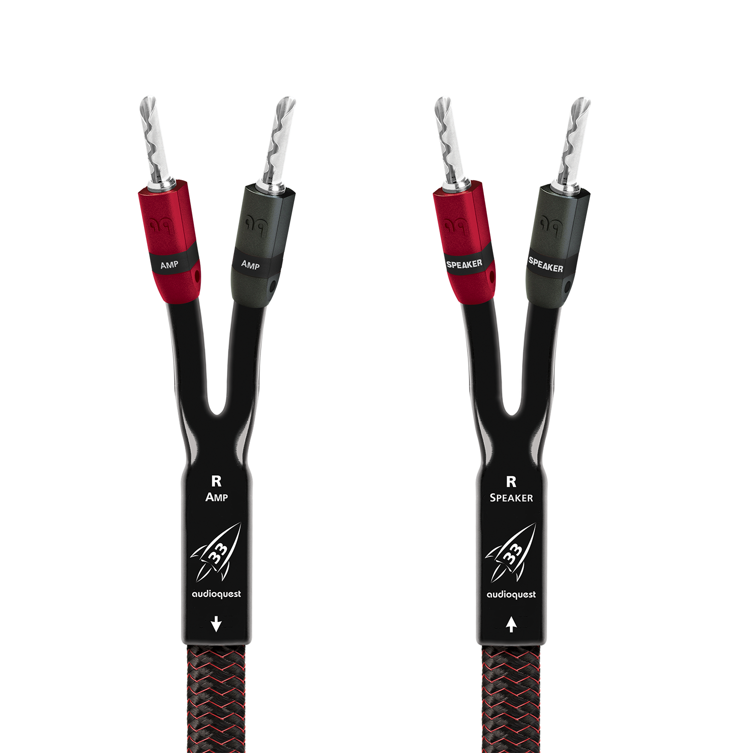 AudioQuest Rocket 33 Full-Range Speaker Cable w/ SureGrip 300 Connectors - front view