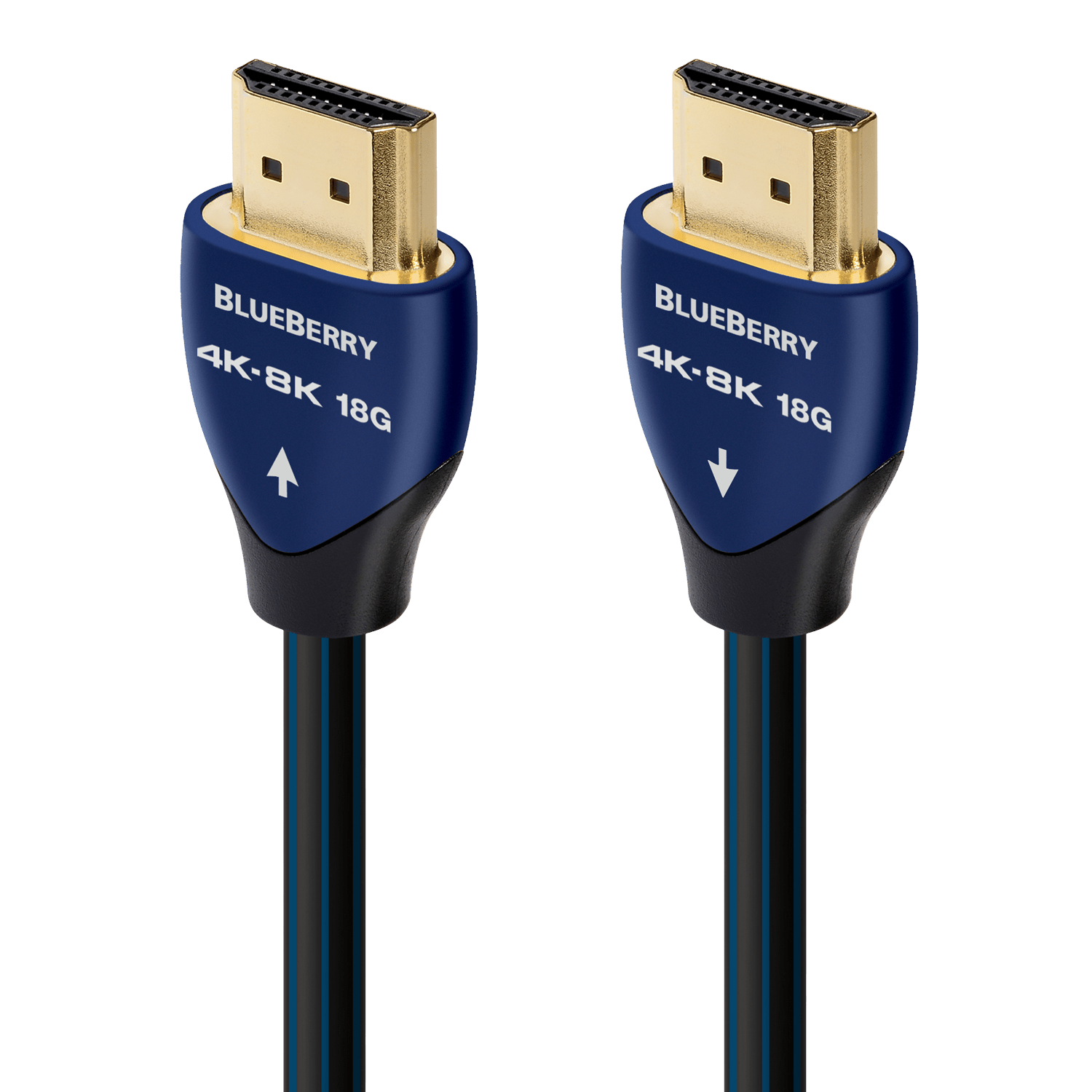 AudioQuest Blueberry 18 i-Pack 2.1 HDMI Cable - 4K/8K Ultra HD, In-Wall Rated, High-Speed, 18Gbps, HDR, eARC - Installer 5-Pack - front view