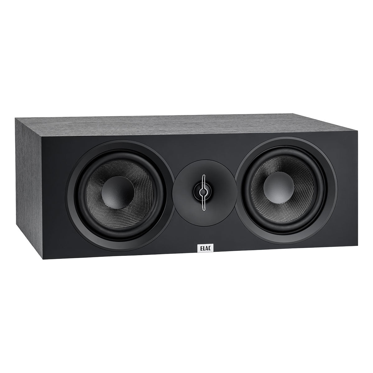 ELAC Debut 3.0 DC63 6.5" Center Speaker - Black - front view no grille angled right