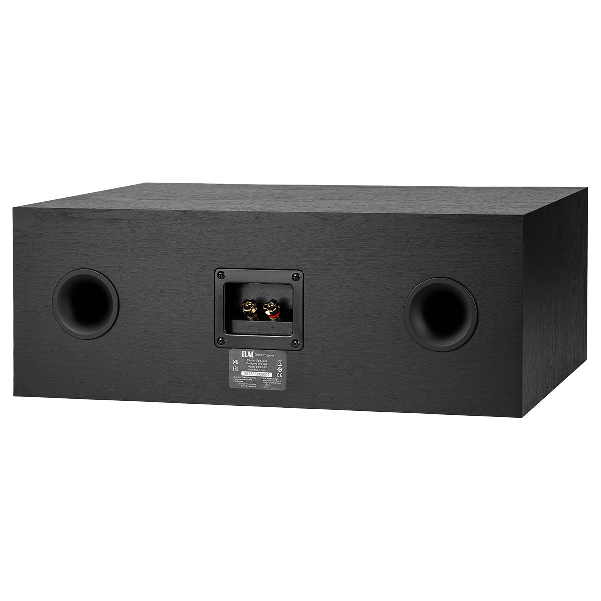 ELAC Debut 3.0 DC63 6.5" Center Speaker - Black - angled rear view