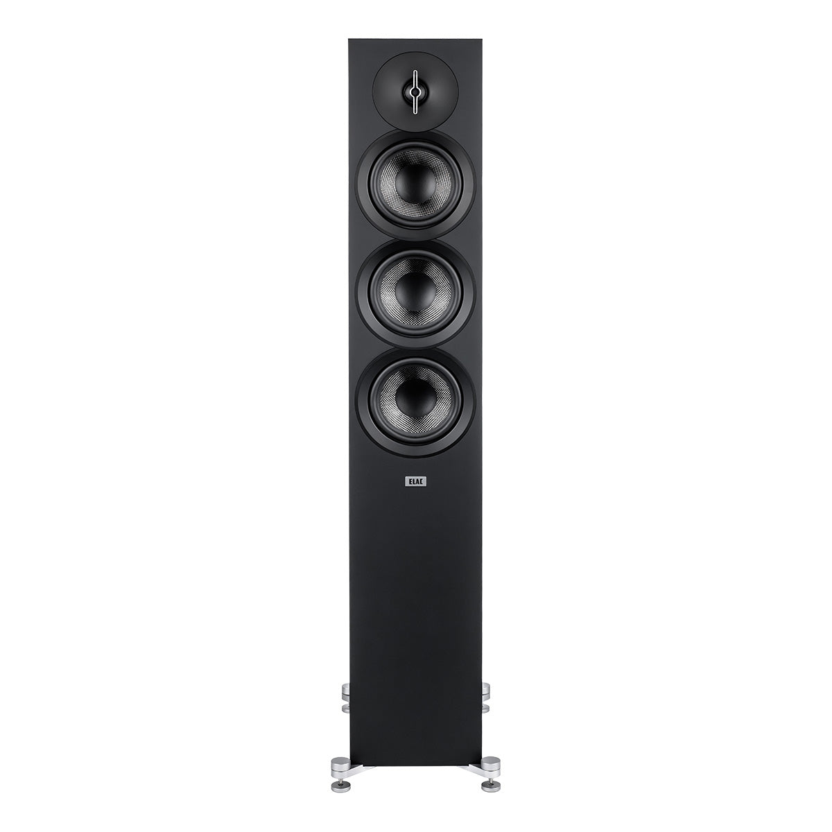 ELAC Debut 3.0 DF53 5.25" Floorstanding Loudspeaker - Black - single speaker front view straight on no grille