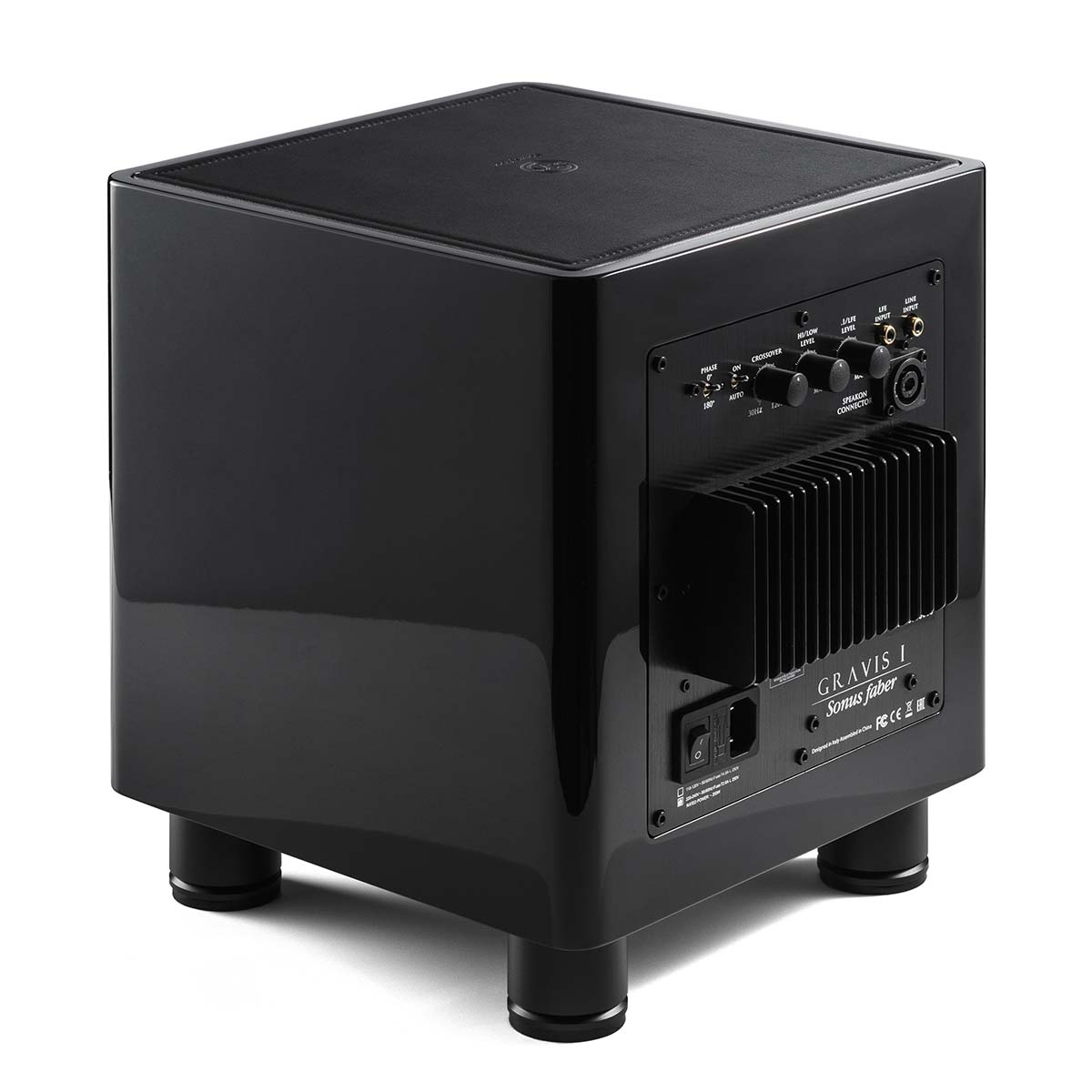 Sonus Faber Gravis I 8" Powered Subwoofer black angled rear view