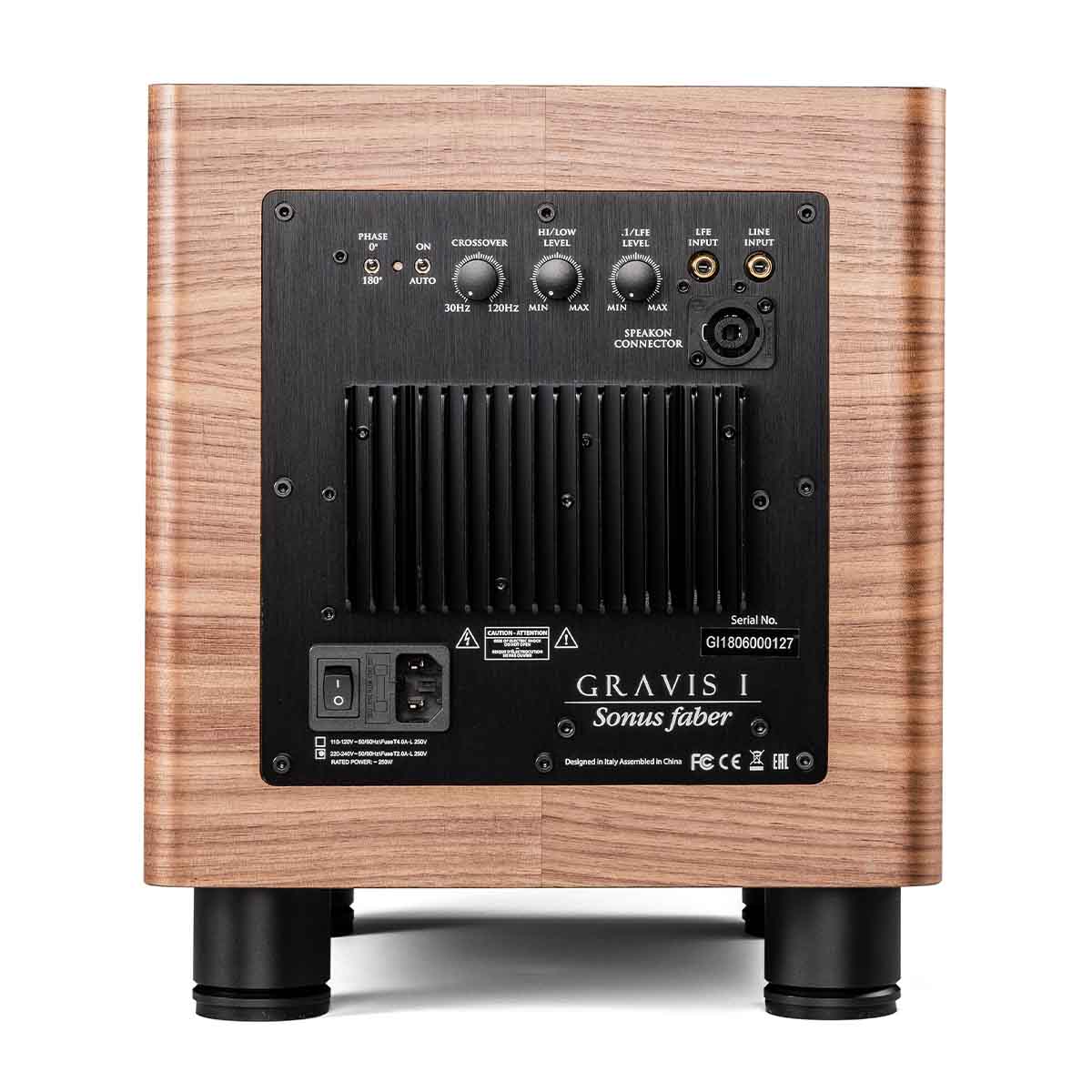 Sonus Faber Gravis I 8" Powered Subwoofer wood rear view