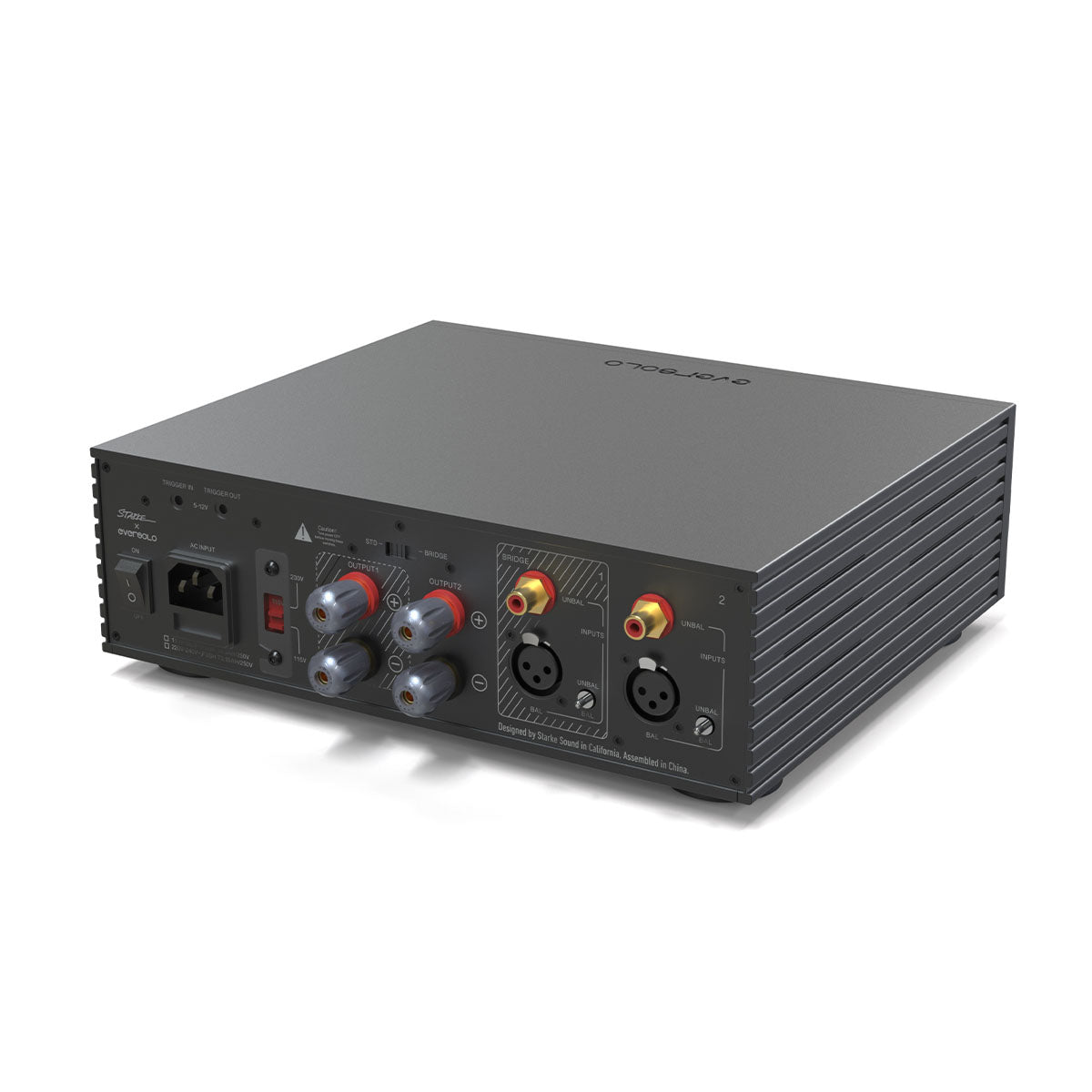 EverSolo AMP-F2 Audio Power Amplifier - angled rear components view