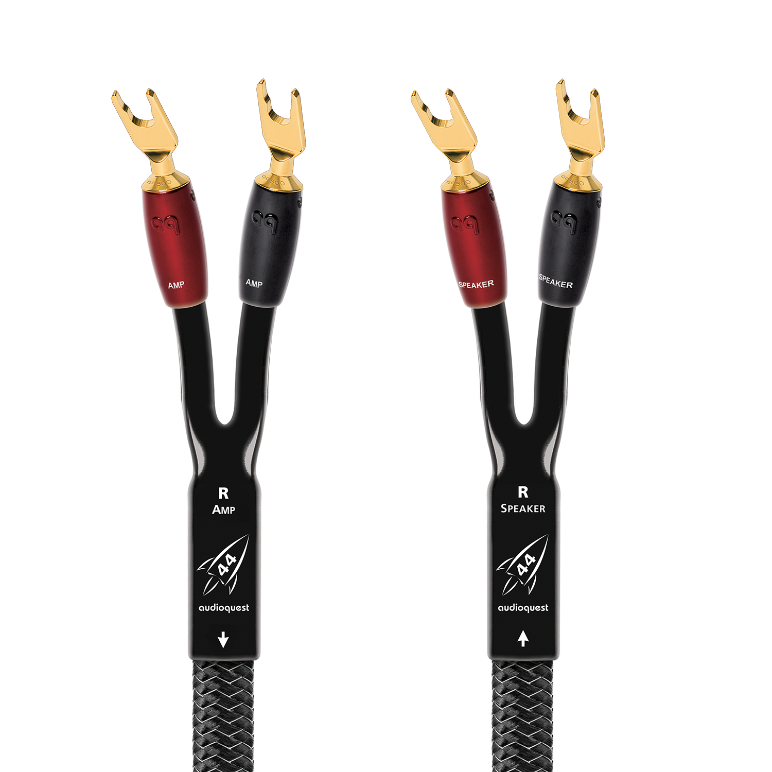 AudioQuest Rocket 44 Single BiWire Speaker Cable w/ SureGrip 500 Connectors - front view