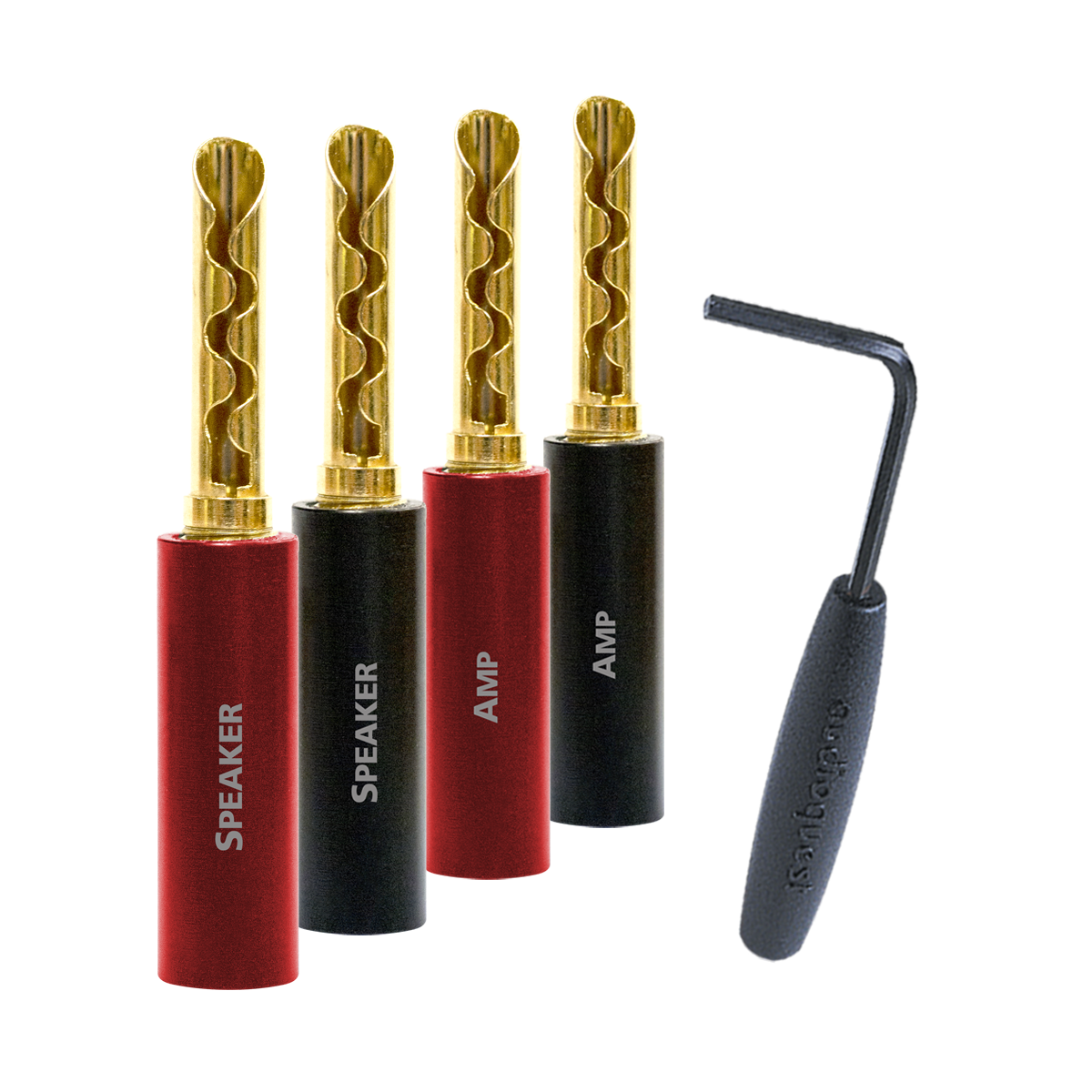 AudioQuest SureGrip® 100 Banana Speaker Connectors - Fits up to 9 AWG Speaker Cables - front view