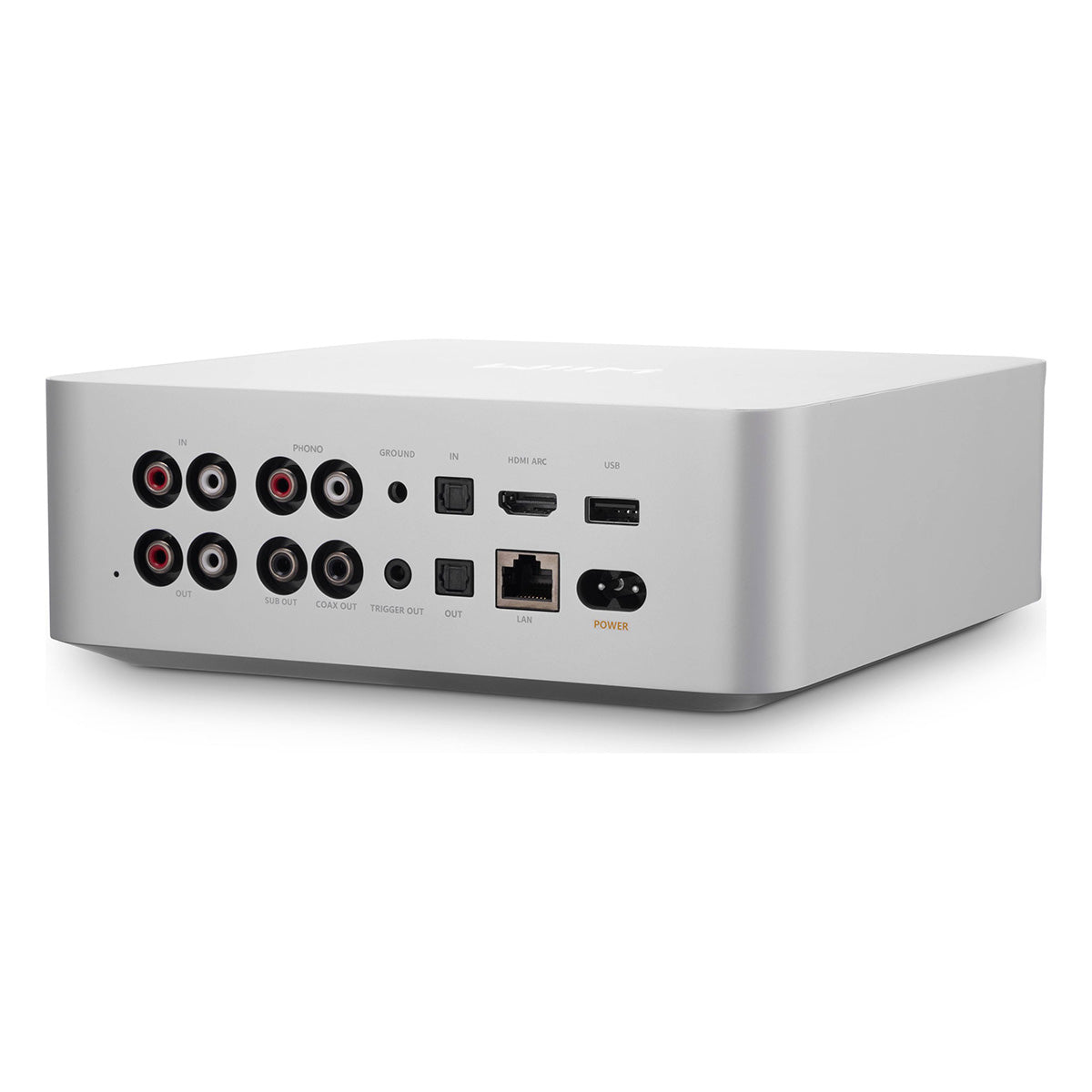 WiiM Ultra Digital Music Hub - silver - angled rear view