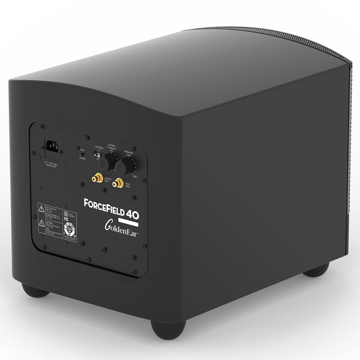 GoldenEar ForceField 40 - 10” Compact Subwoofer - Black - alternate angled rear view