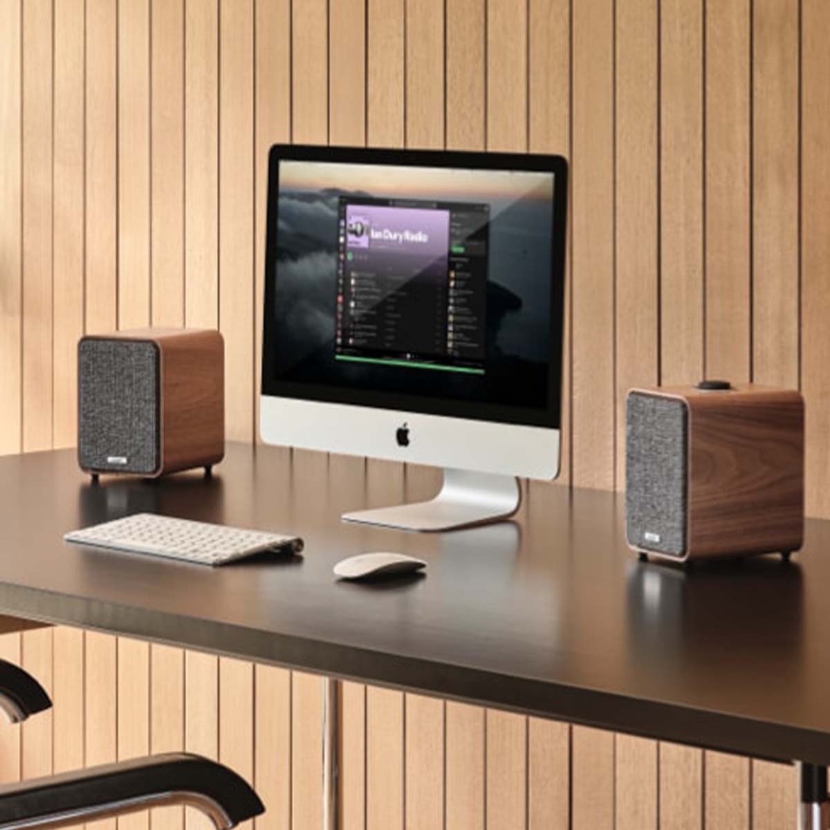 Ruark Audio MR1 Mk3 Desktop Speaker System - walnut pair - lifestyle image