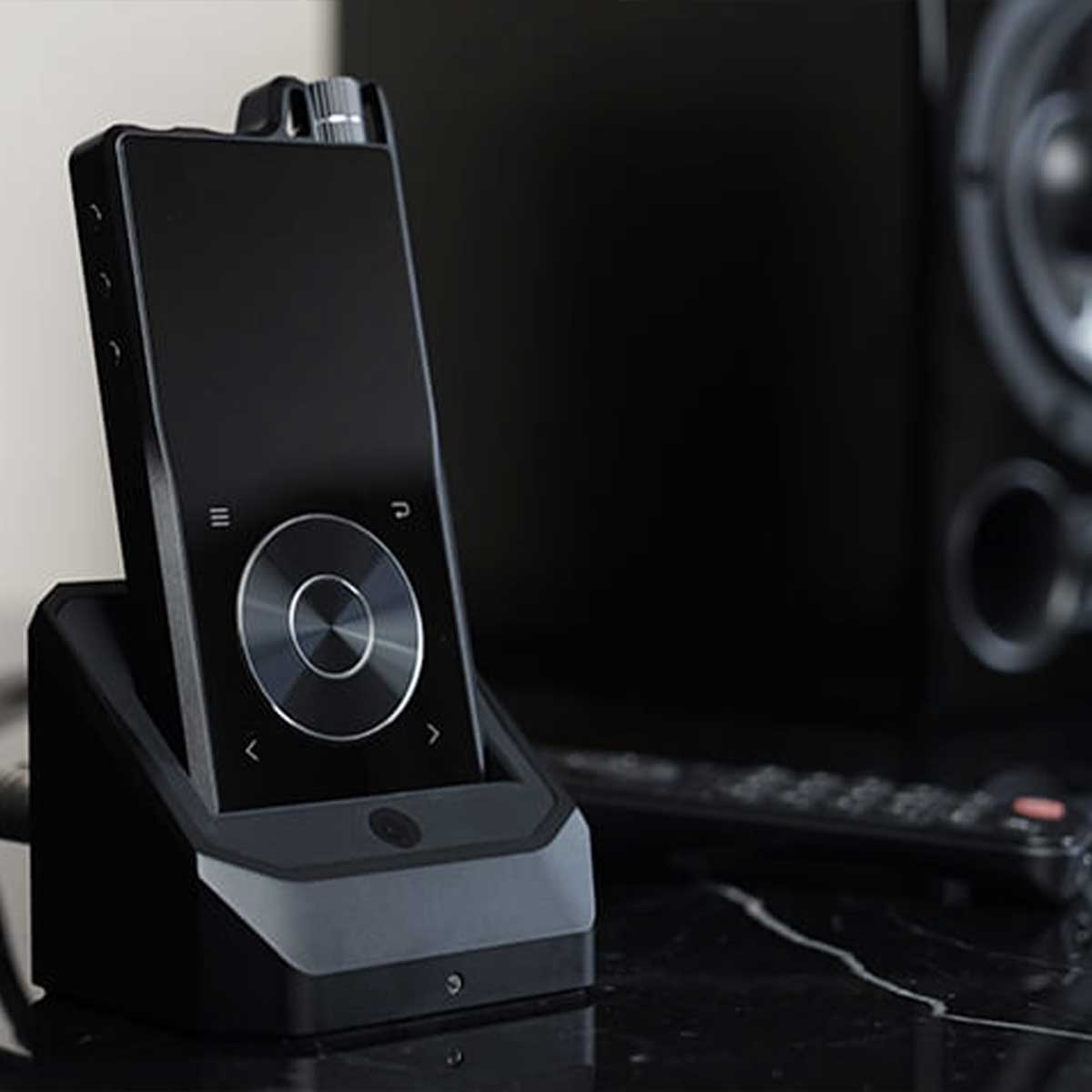 Lifestyle image of the front view of Questyle HB2 and Questyle QP2R