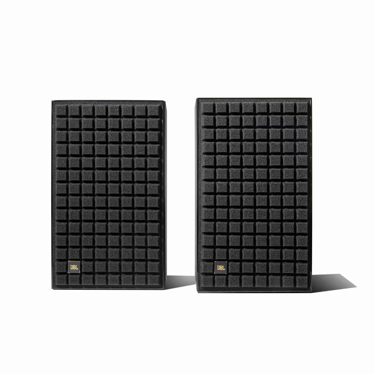JBL L52 Classic Loudspeaker - Limited Edition Gloss Black - Pair angled front view of pair without grilles