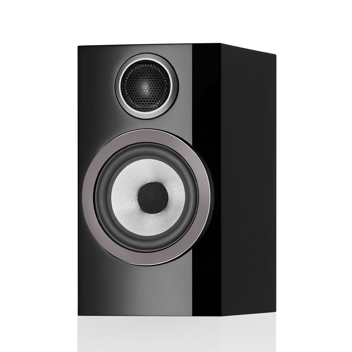 Bowers & Wilkins 707 S3 2-Way Stand Mount Bookshelf Loudspeakers - Gloss Black - Pair - angle shot