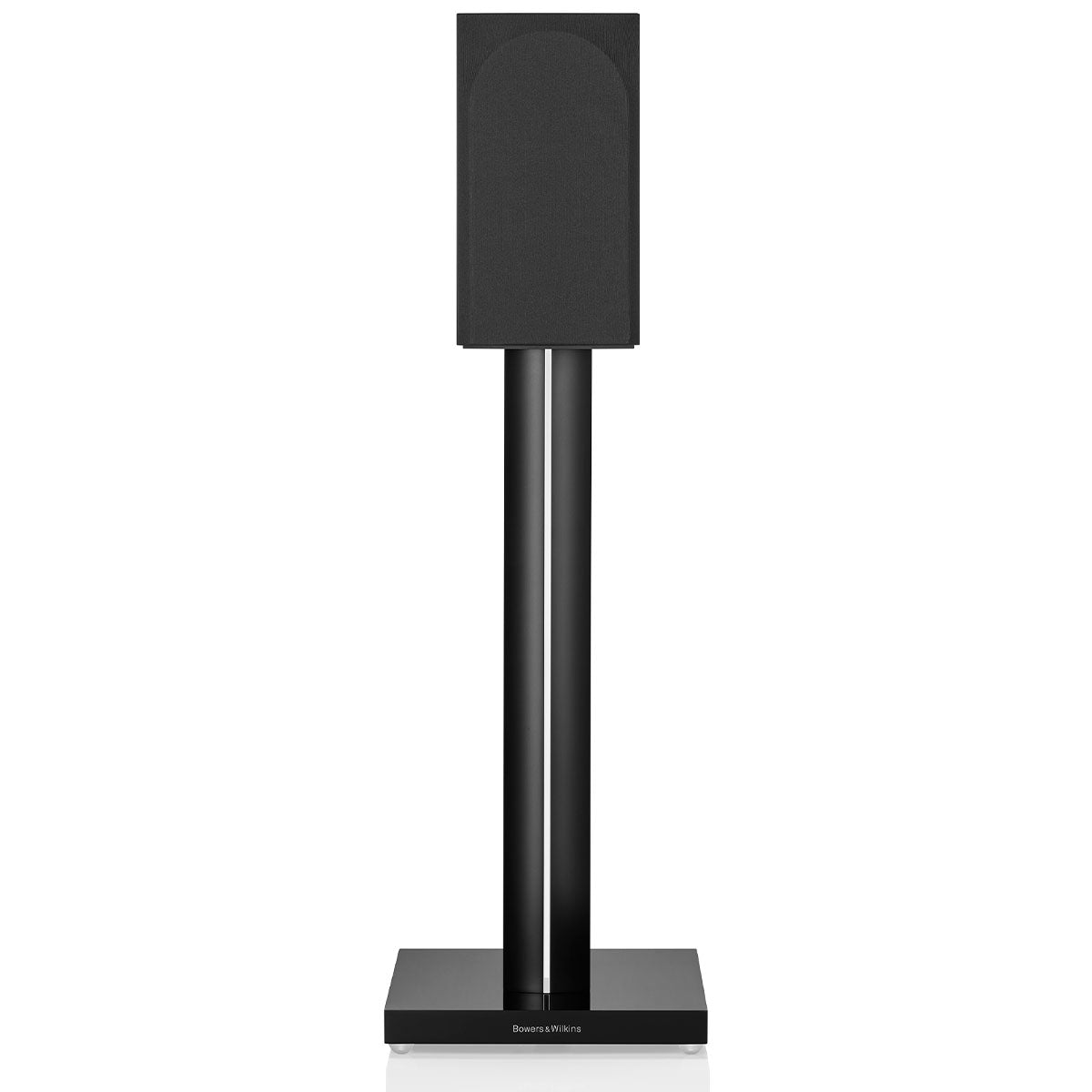 Bowers & Wilkins 707 S3 2-Way Stand Mount Bookshelf Loudspeakers - Gloss Black - on stand with grille