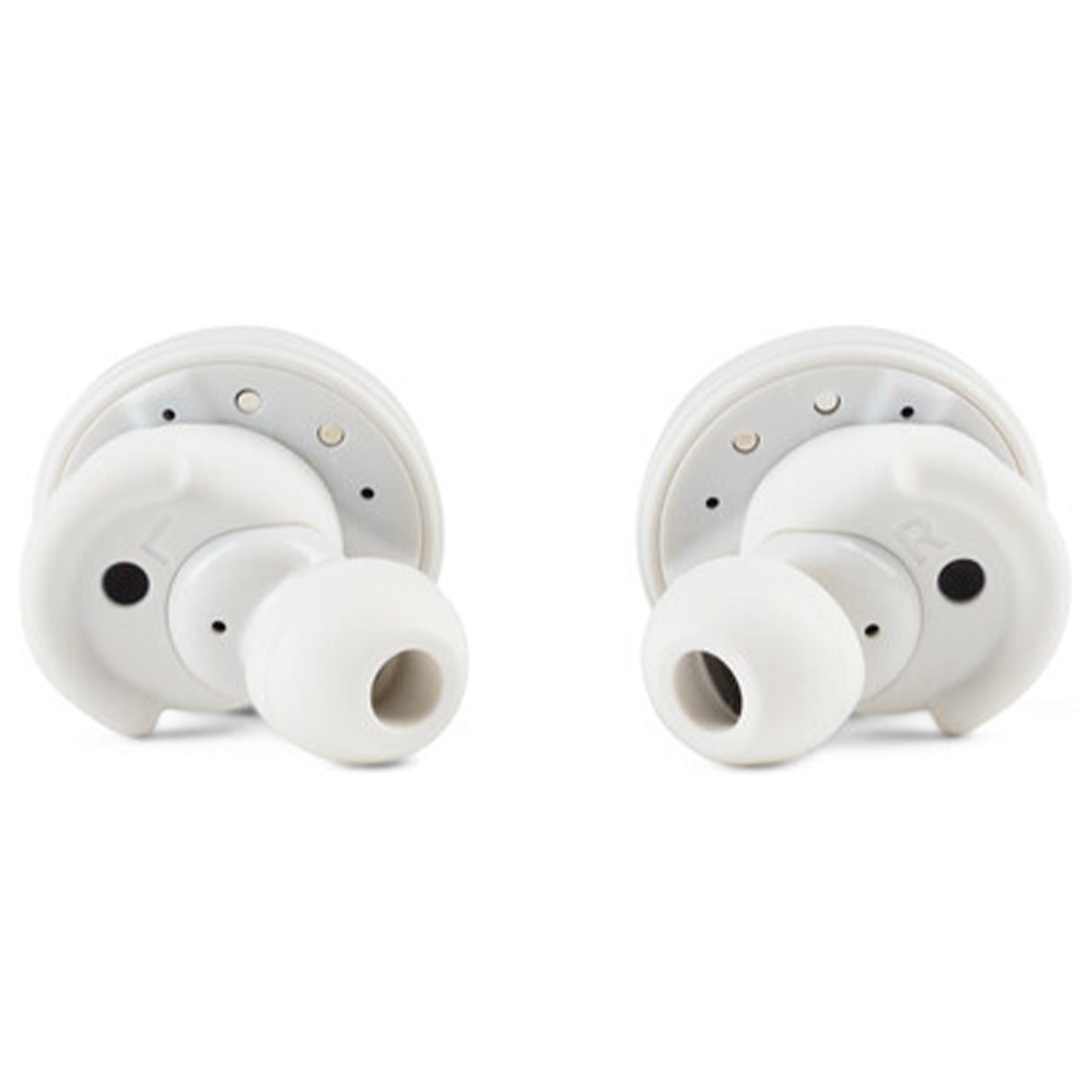 Denon PerL Pro Premium True Wireless Earbuds - white - rear view of both earbuds