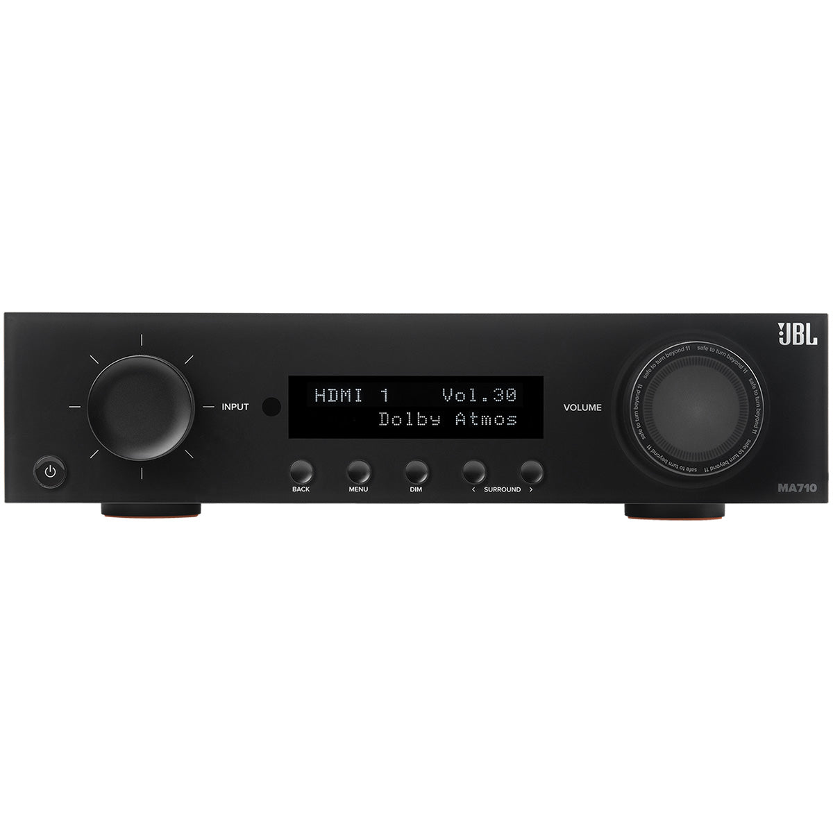JBL MA710 7.2-Channel 8K AV Receiver with Black Front Panel - front view straight-on