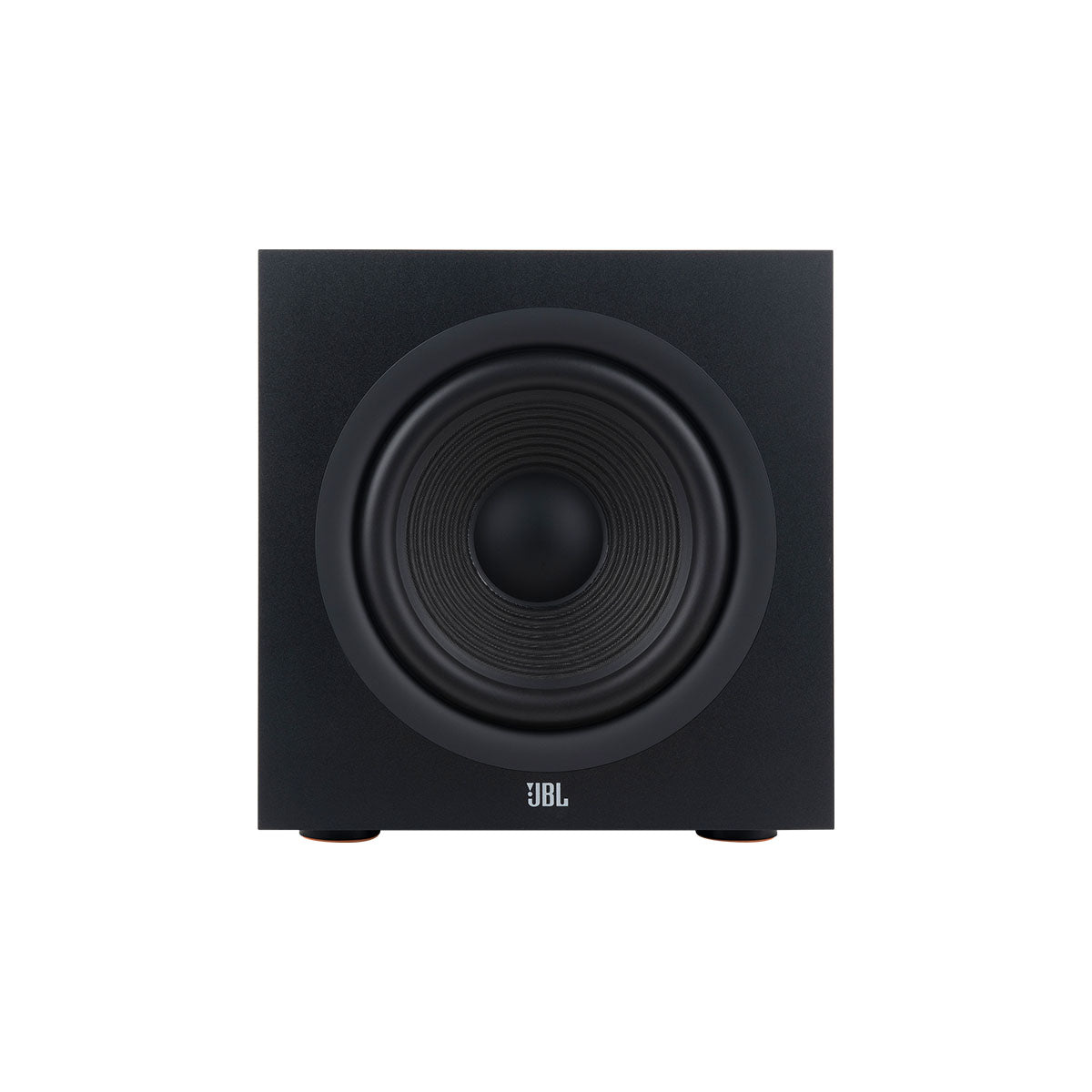 JBL Stage 2 200P 10-inch 300W Powered Subwoofer - Black - front view without grille