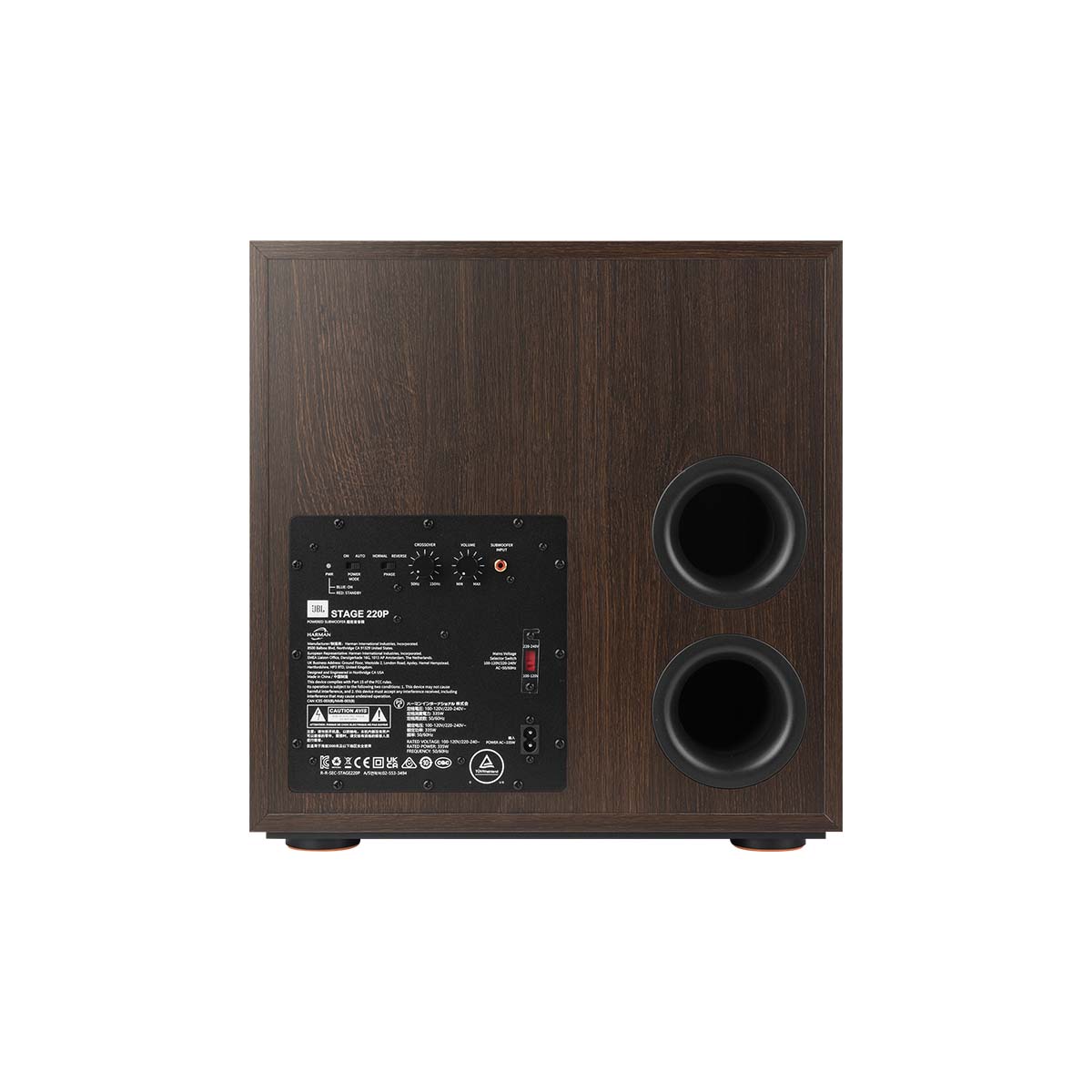 JBL Stage 2 220P 12-inch 500W Powered Subwoofer - Black - back view