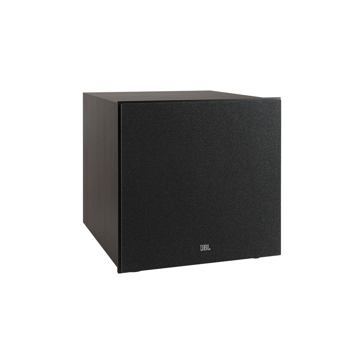 JBL Stage 2 220P 12-inch 500W Powered Subwoofer - Black - three-quarter front view with grille angled right