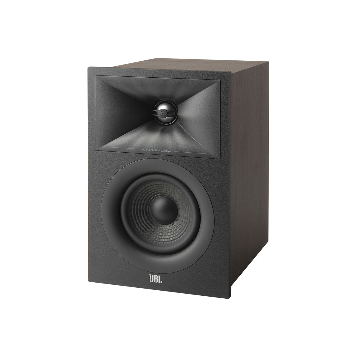 JBL Stage 2 240B 2-Way 4.5-inch Bookshelf Loudspeaker - Black - single speaker without grille, three-quarter front view