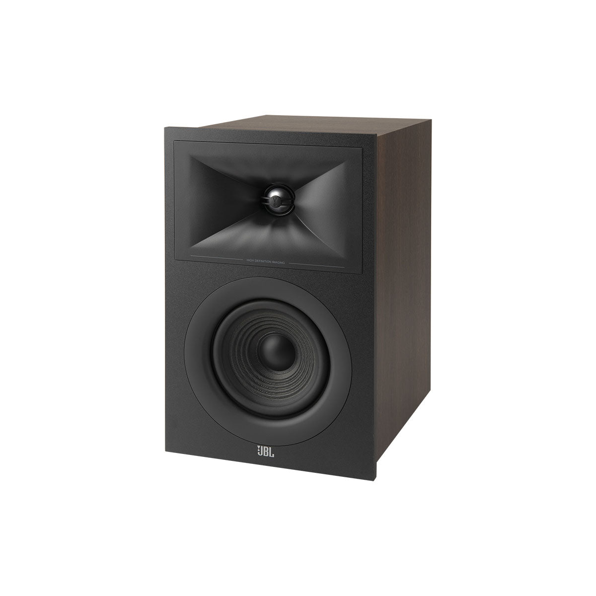 JBL Stage 2 250B 2-Way 5.25-inch Bookshelf Loudspeaker - Black - single speaker without grille front three-quarter view