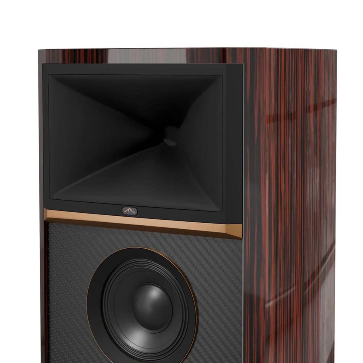 JBL Summit Makalu Floorstanding Loudspeaker - Ebony - detail of upper speaker without grille angled left