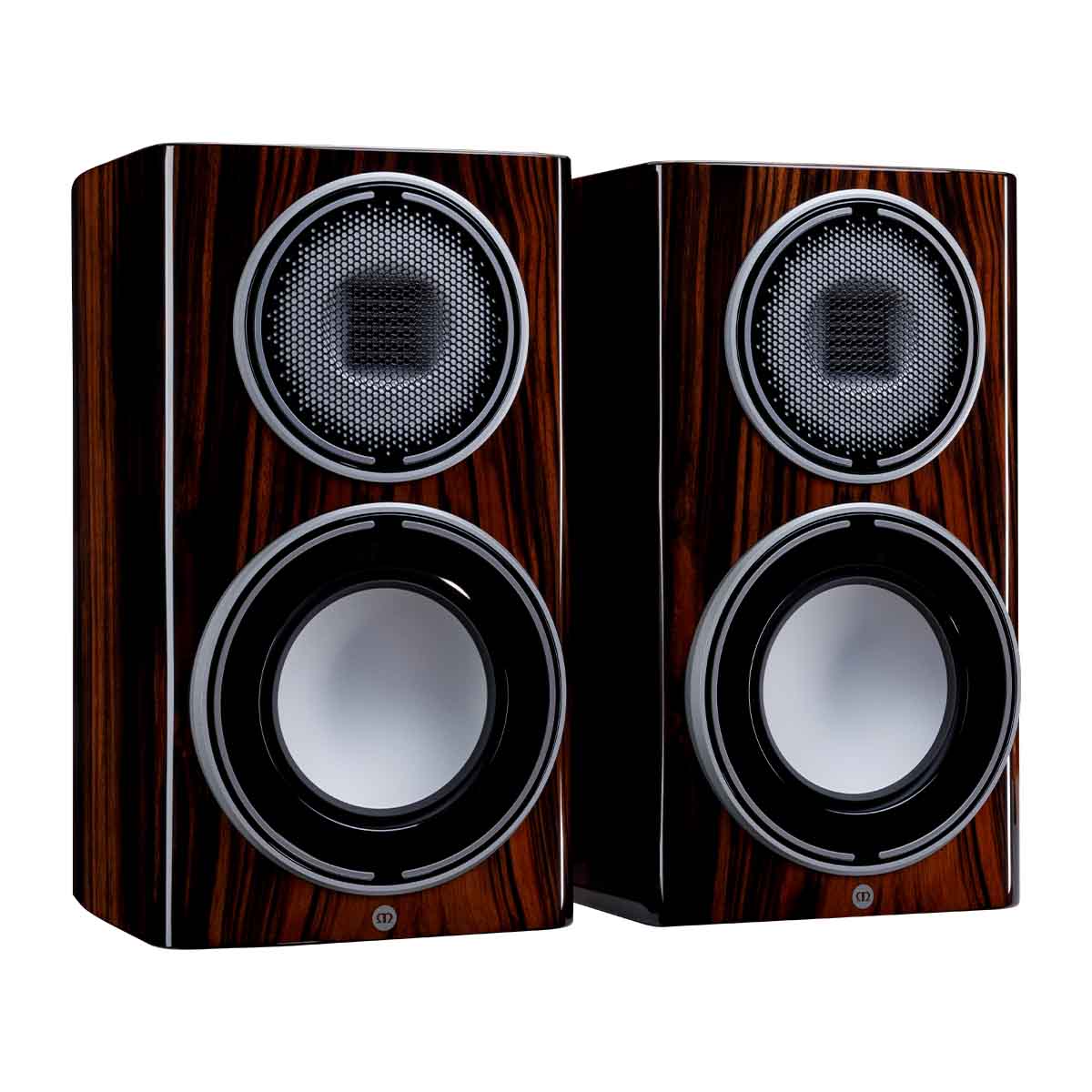 Monitor Audio Platinum 100 3G Bookshelf Loudspeaker - front view of piano ebony pair