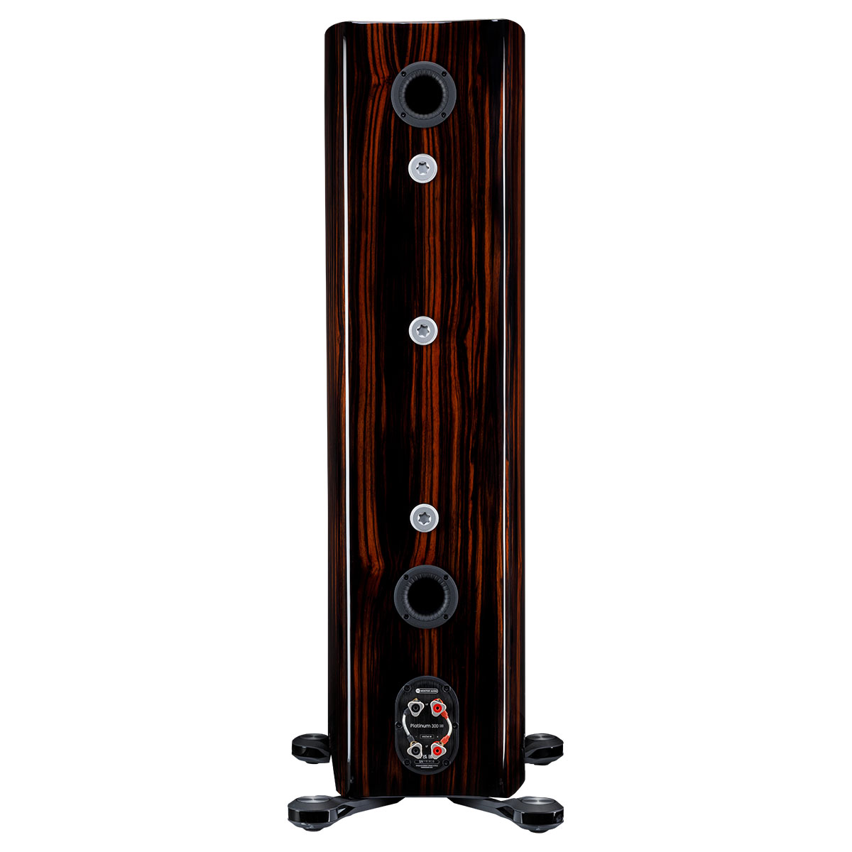 Monitor Audio Platinum 300 3G Floorstanding Loudspeaker - rear view of single gloss ebony