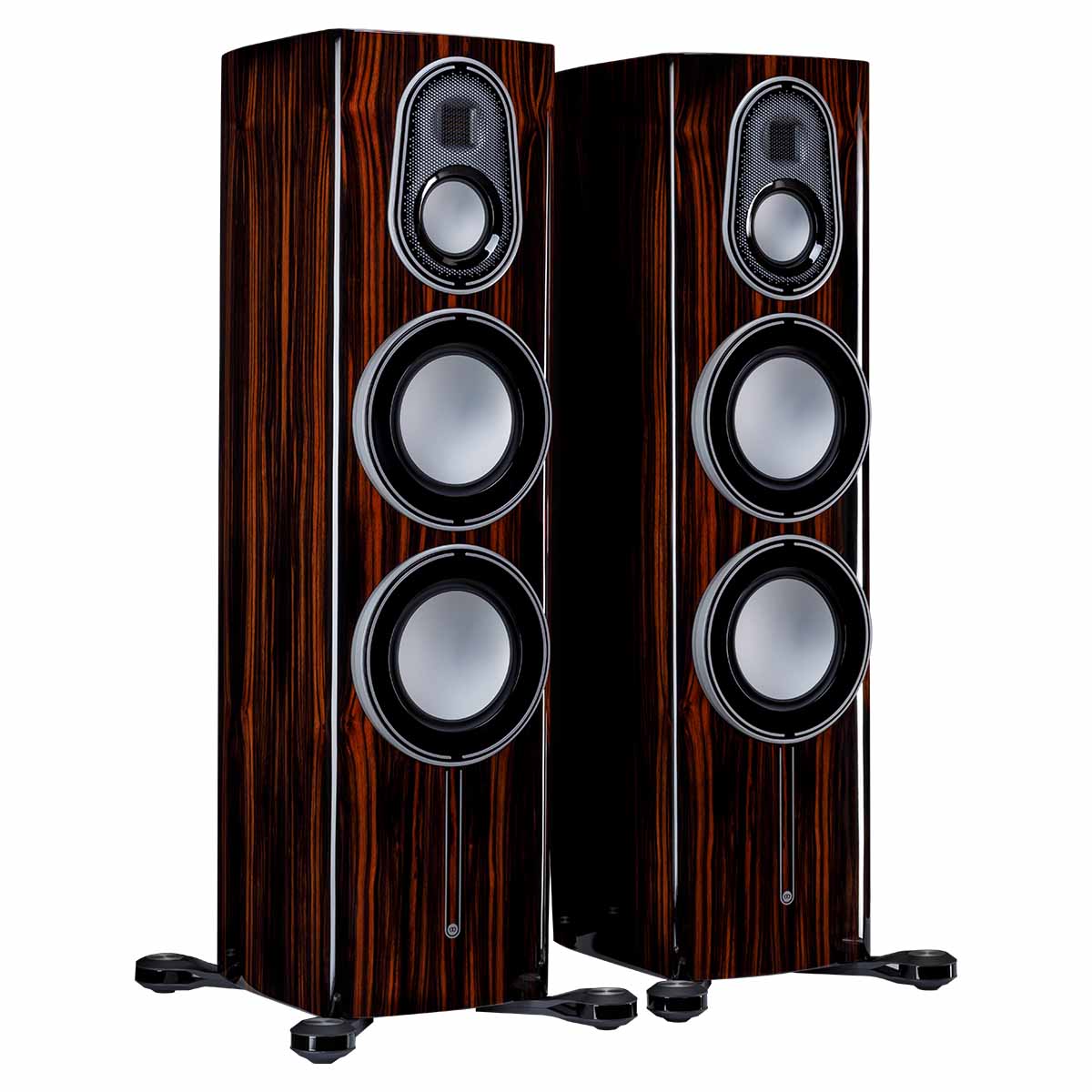 Monitor Audio Platinum 300 3G Floorstanding Loudspeaker - front view of piano ebony pair